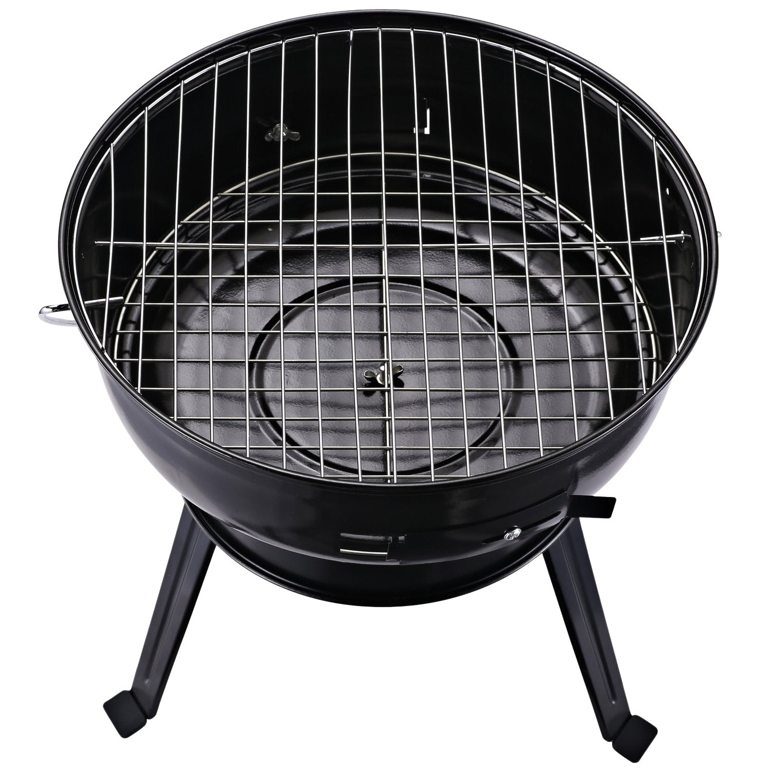 Bärbar kolgrill med vindskydd, metall