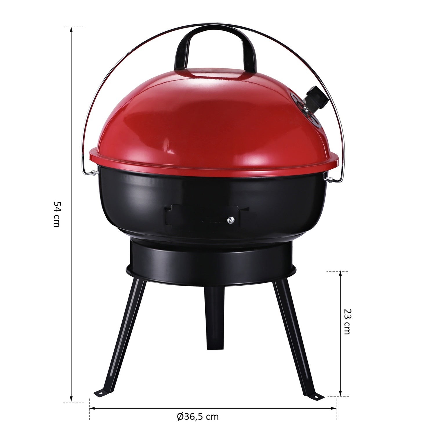 Bärbar kolgrill med vindskydd, metall