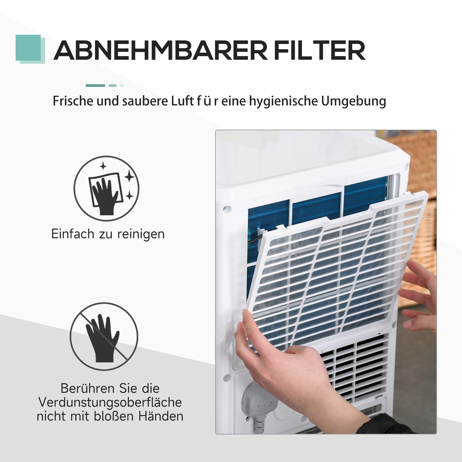 Bärbar luftkonditionering 2,1 Kw, kylning och avfuktning