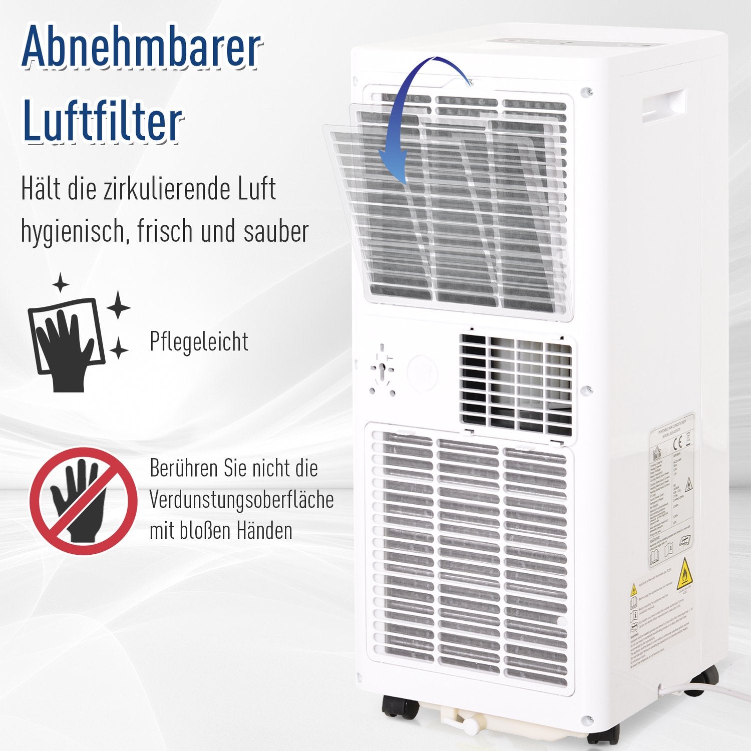 Bärbar luftkonditionering 2,9 kW med avfuktare och timer