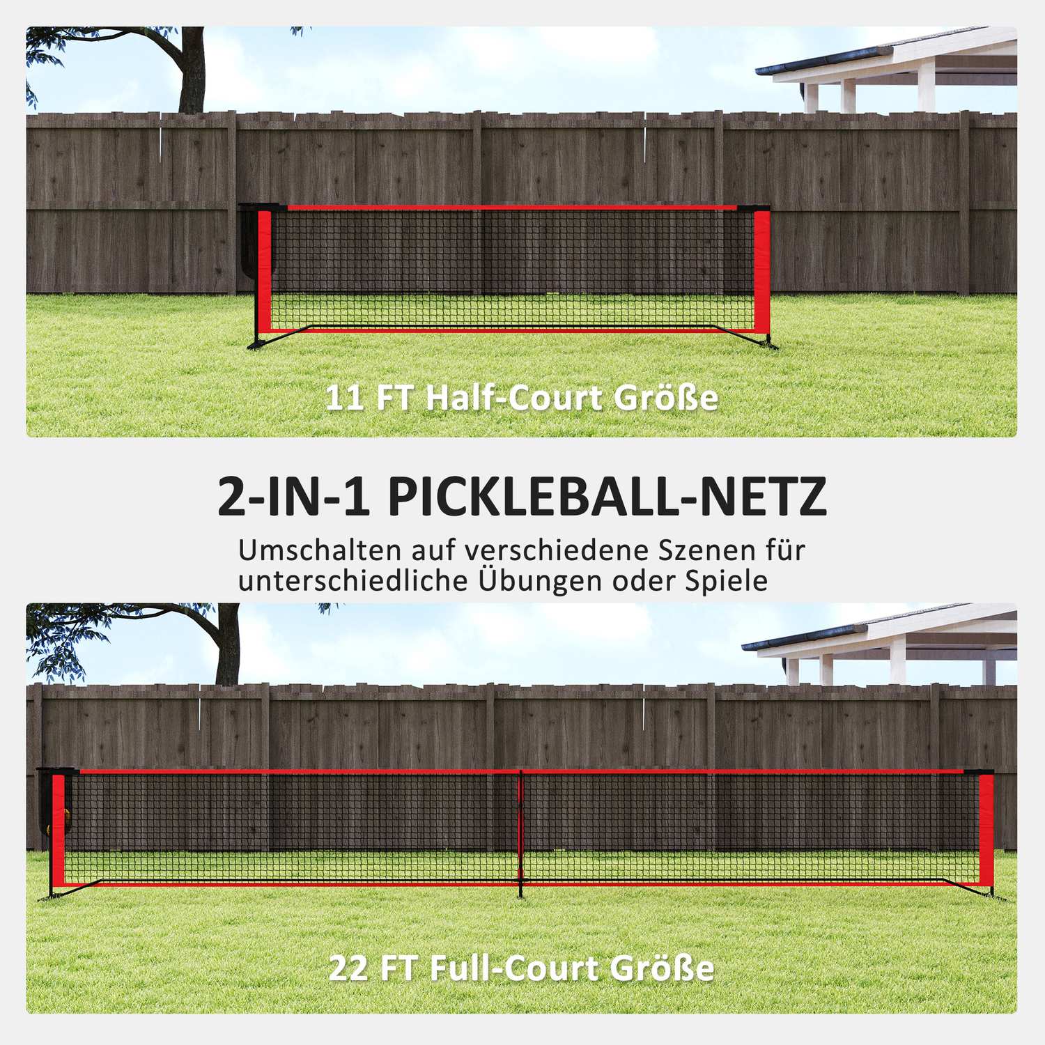 Bärbart 6,7 m pickleball-nätset med domstolsmarkörer