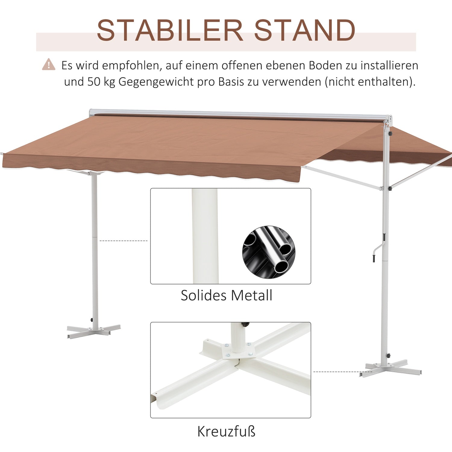 Brun vikarmsmarkis, 4,5x3,4m – Uteplats & Trädgård