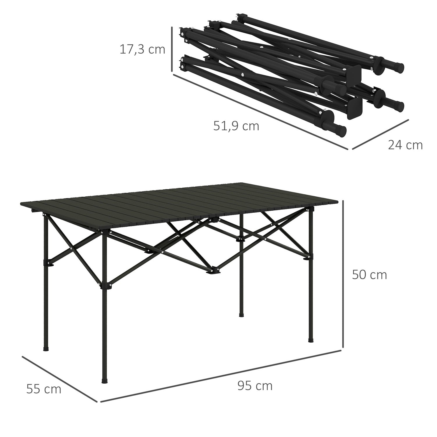 Kempingový stůl – hliníkový, skládací, lehký, pro 2 osoby
