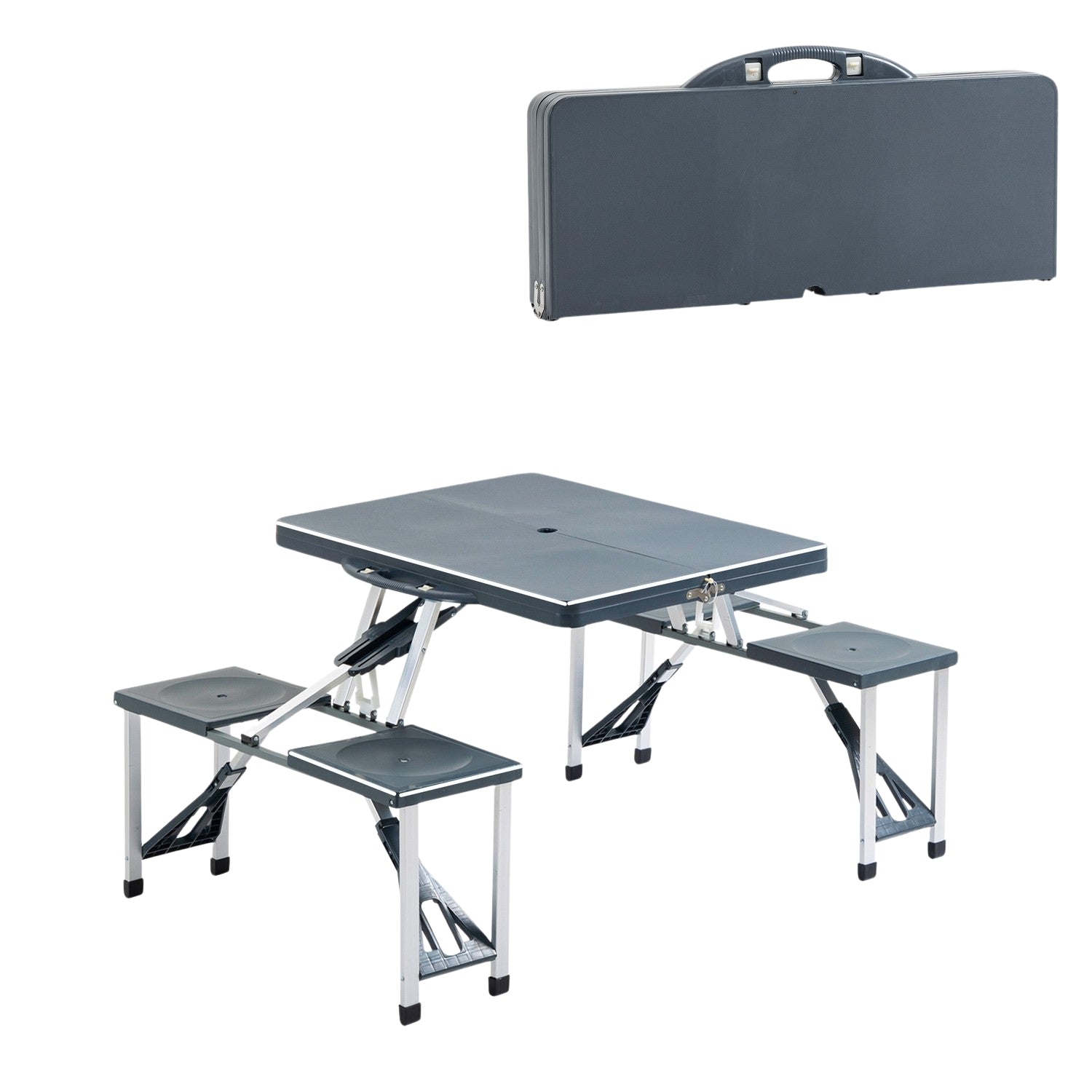 Campingbordsset i aluminium med 4 hopfällbara säten