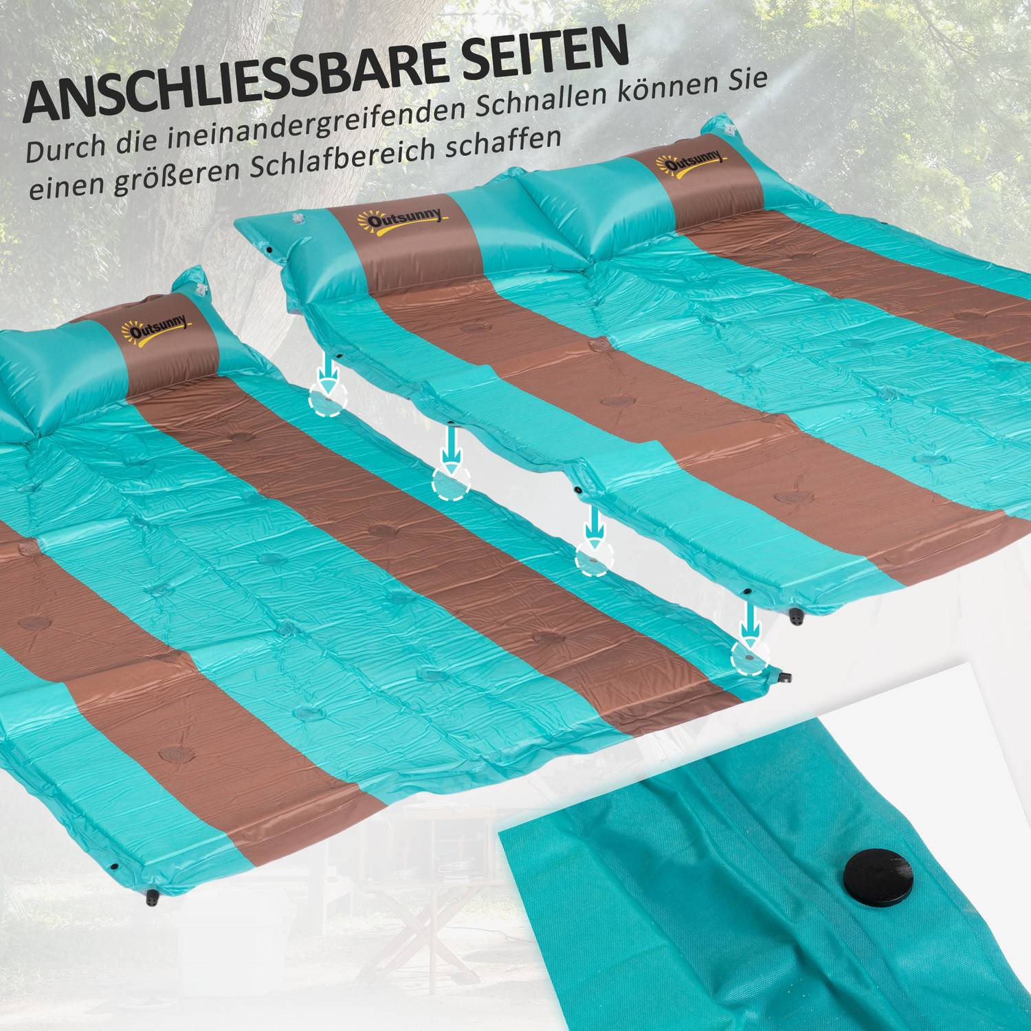 Camping liggunderlag, 3cm tjock, 192x135cm, med pump