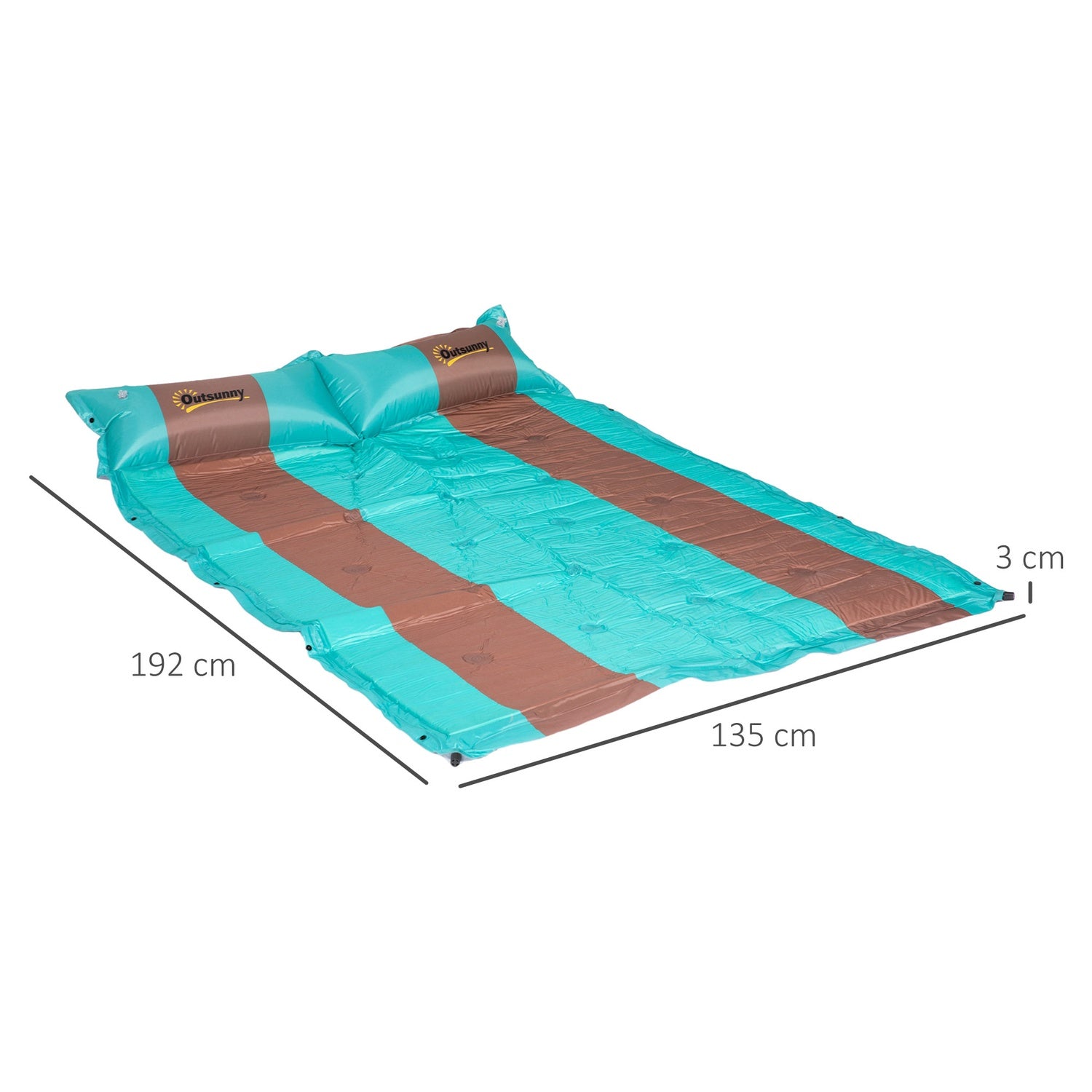 Camping liggunderlag, 3cm tjock, 192x135cm, med pump