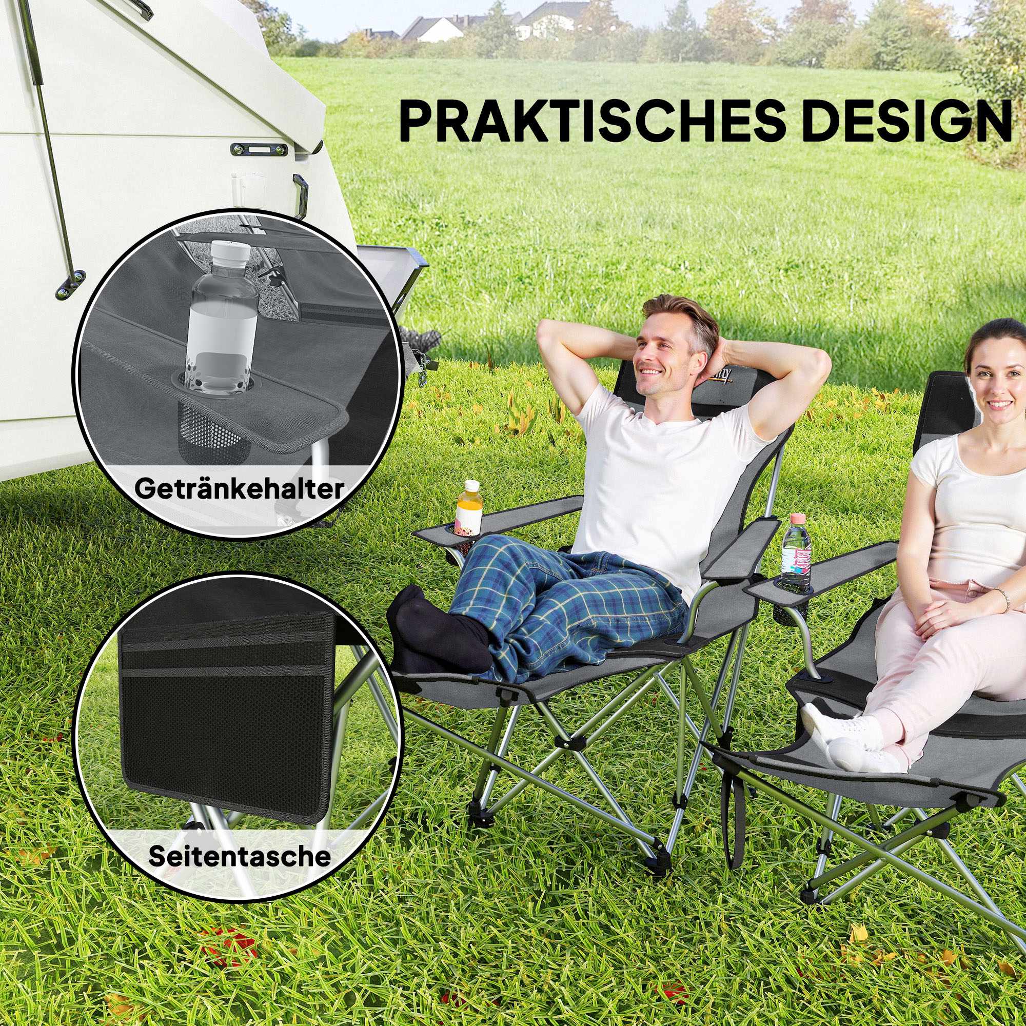 Campingstuhl mit Abnehmbarem Fußteil, 600D Oxford-Stoff