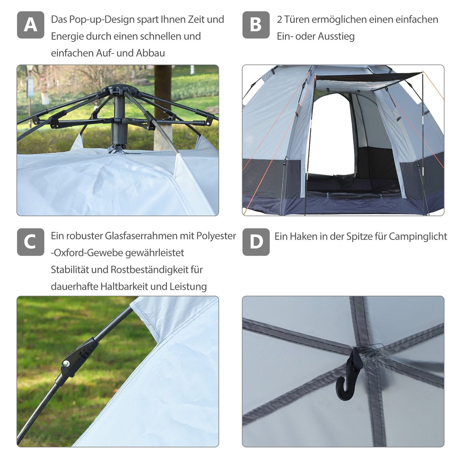 Campingtält för 3-4 personer – Enkel installation, vattentät