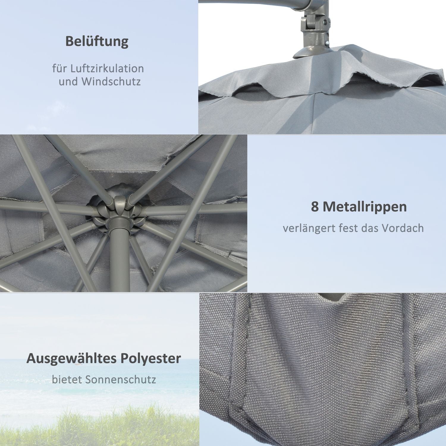 Konsolparaply 2,92 m z oceli, tmavě šedý, větruodolný potah