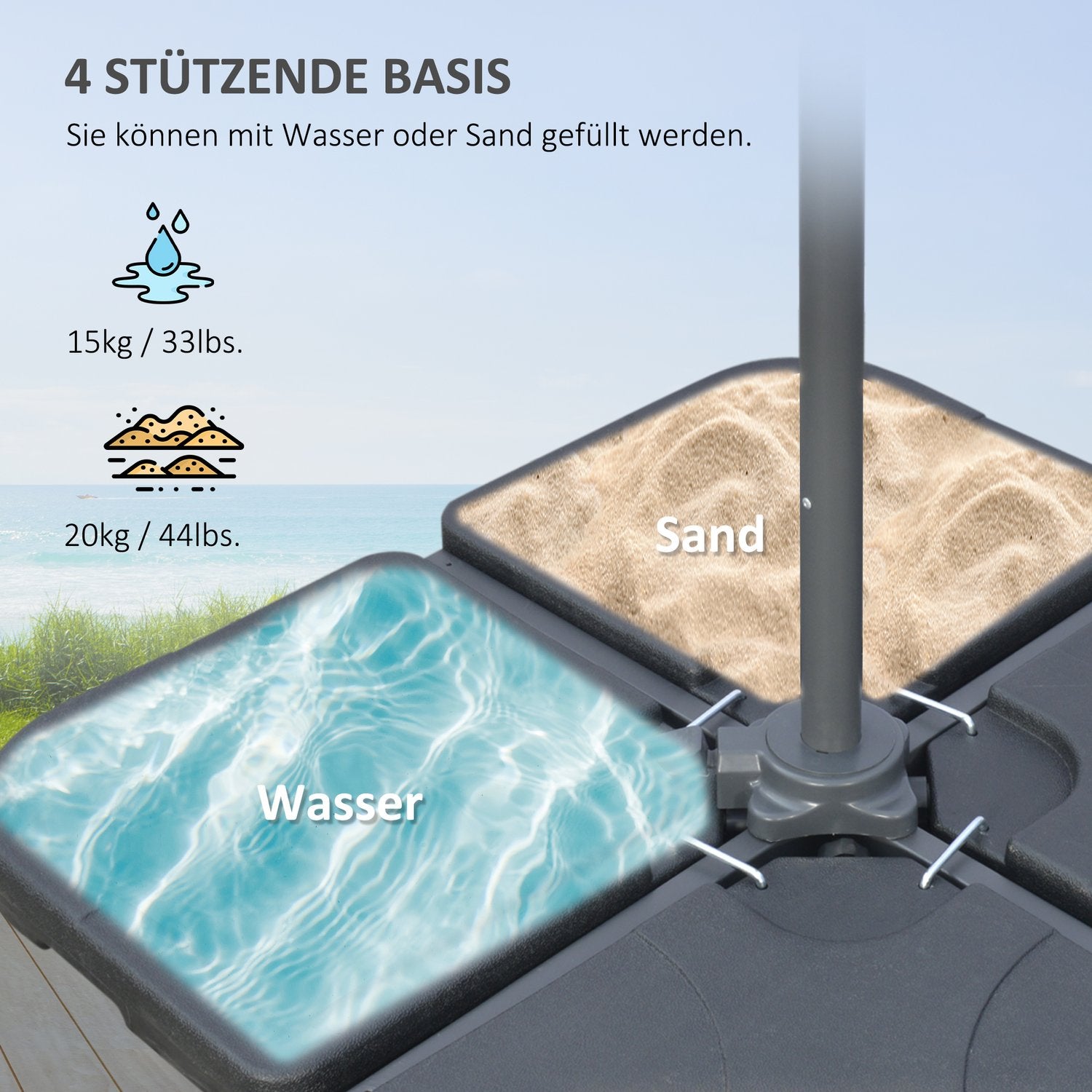 Konsolparaply 2,92 m z oceli, tmavě šedý, větruodolný potah