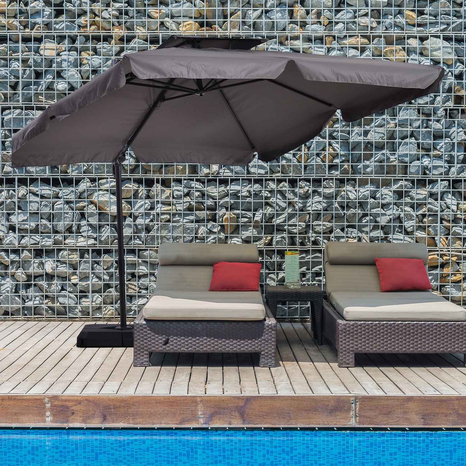 Cantilever Parasoll, UV50+ med Stativ & Kåpa, 270x270 cm