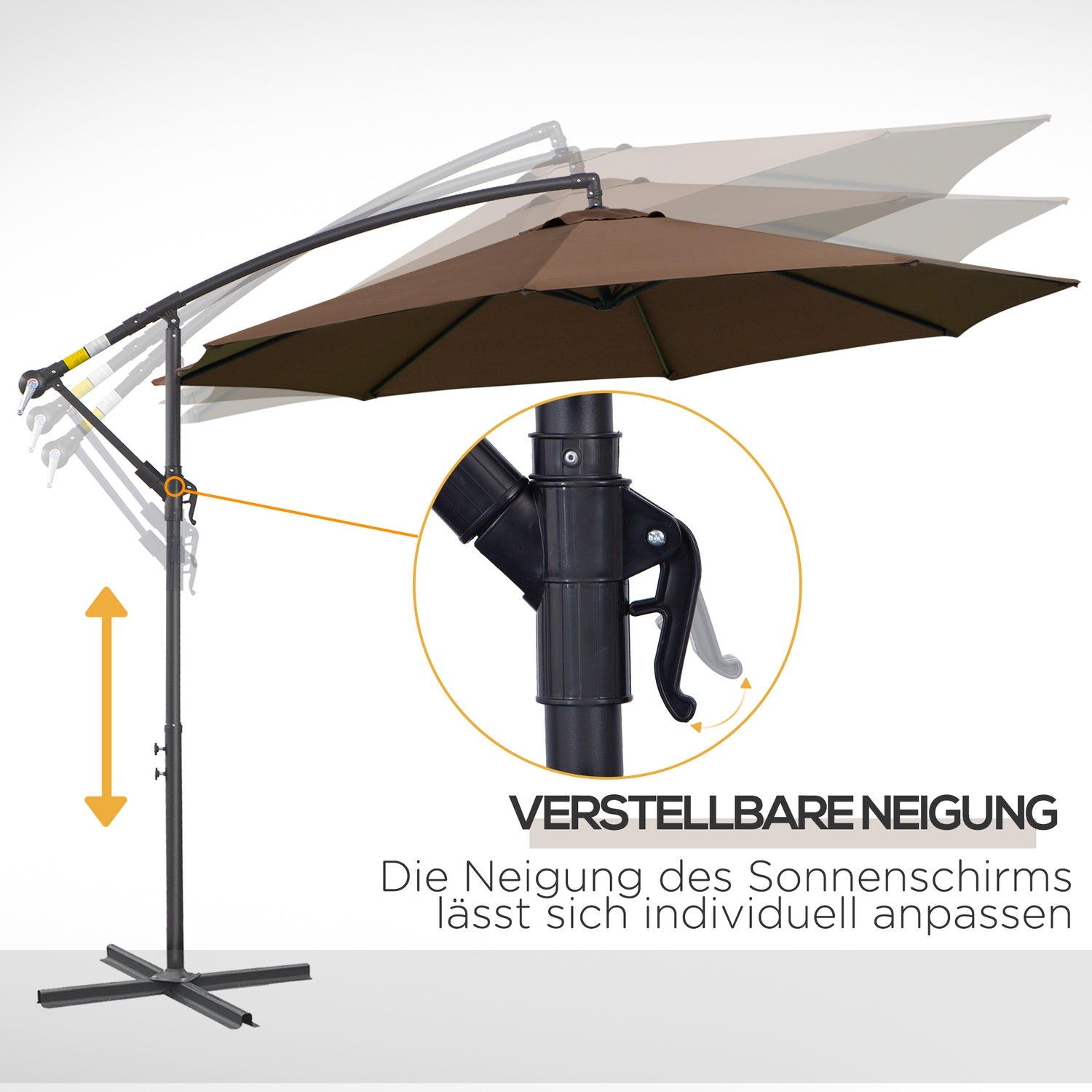 Cantilever Parasoll med vev, Kaffe Ø3x2,5M
