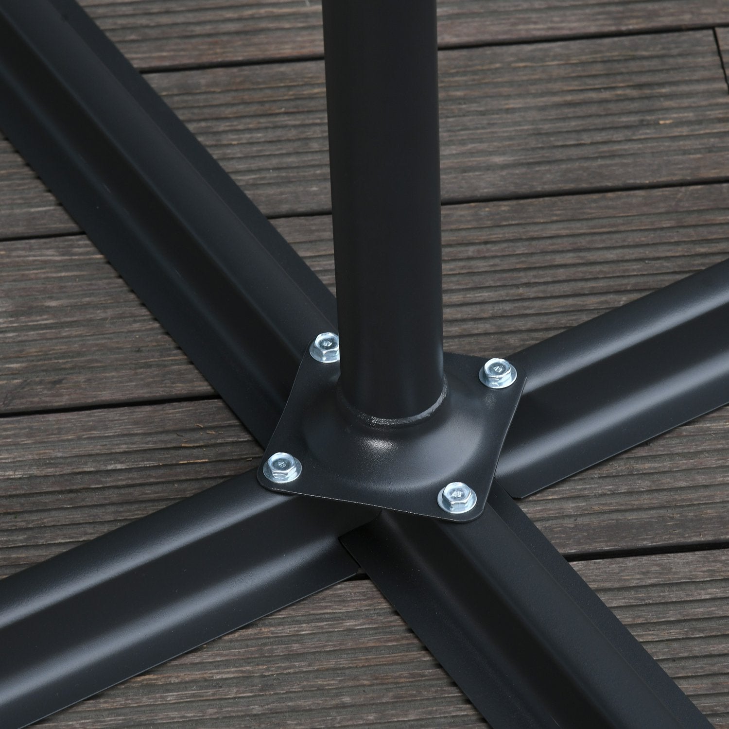 Cantilever Parasoll med vev, Stålram, Svart, Ø3x2,5M