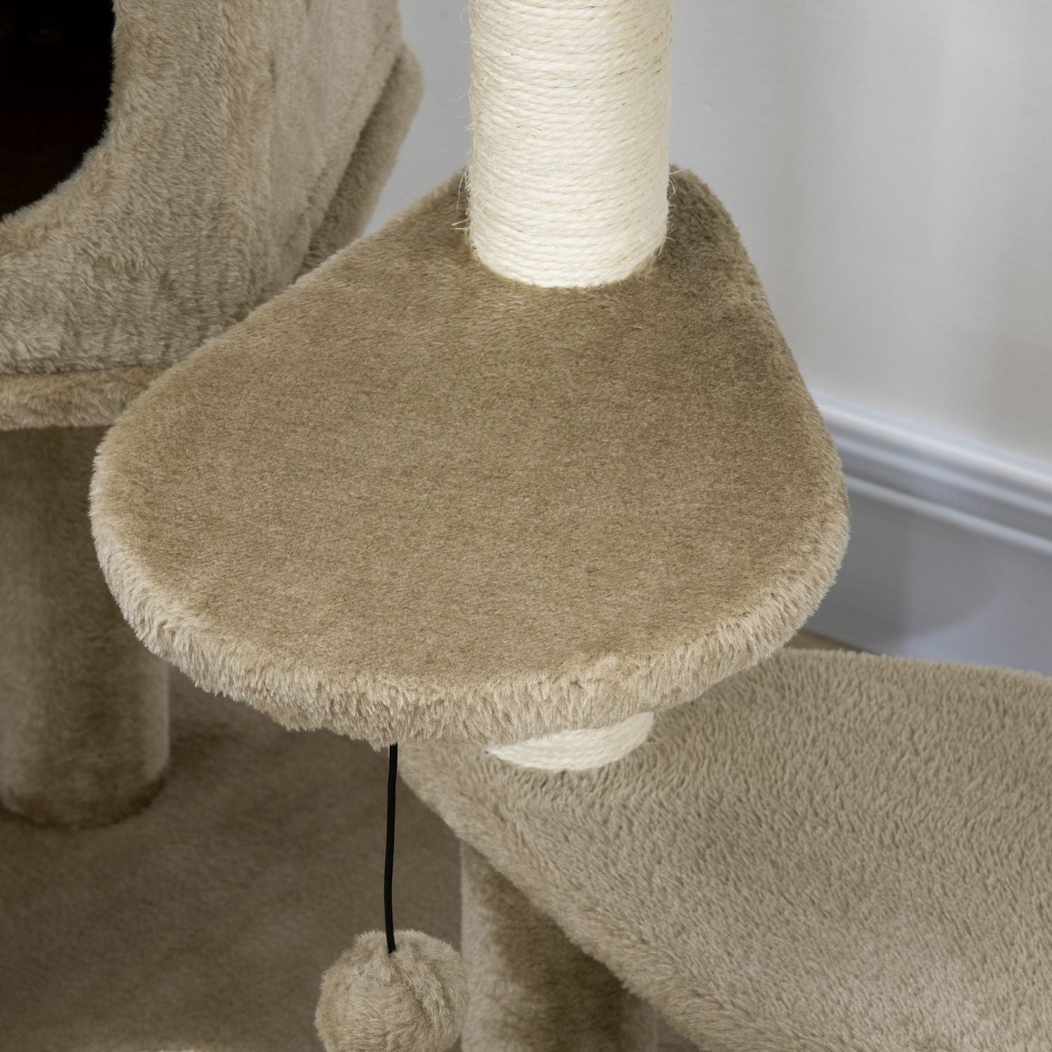 Cat Climbing Tree med Cave & Play Ball, Brown & Cream