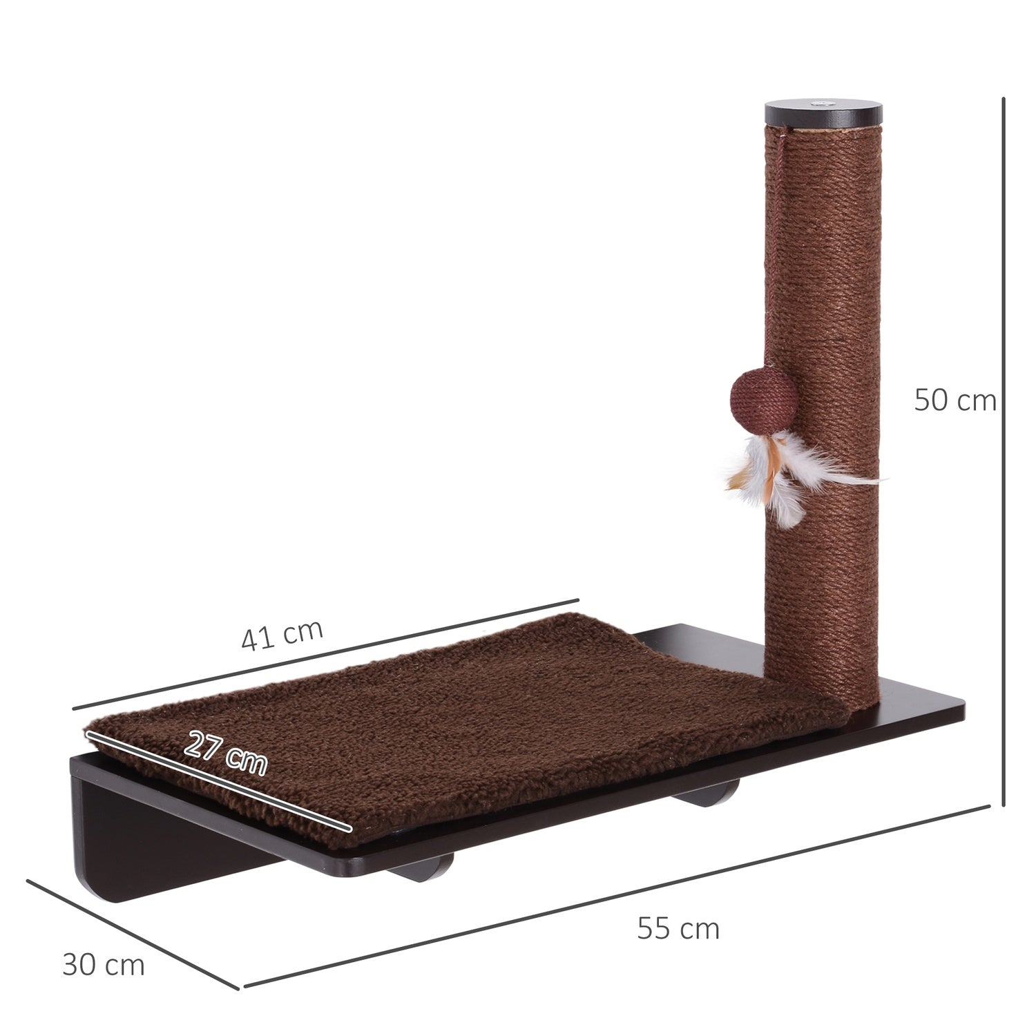 Cat Lounger med skrapstolpe och plyschkudde, 55x30x50cm