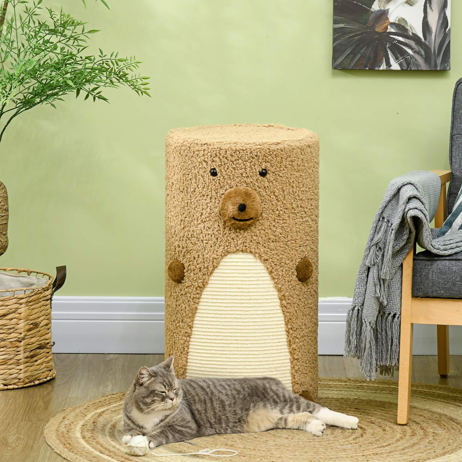Cat Scratching Tower med grottor och bräda, ljusbrun, 66cm