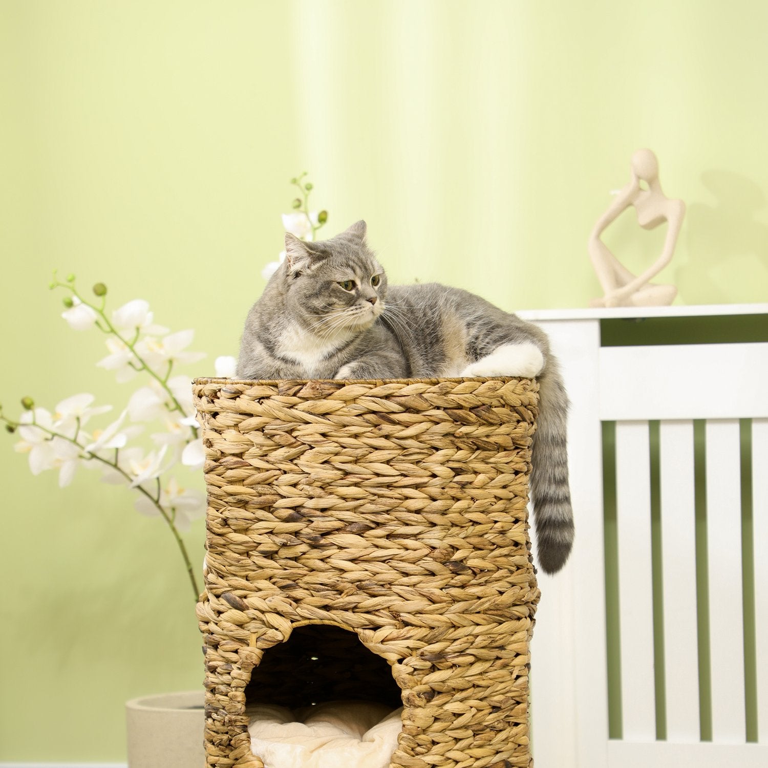 Cat Tower med 3 nivåer, dämpad, 73 cm – Vattenhyacint