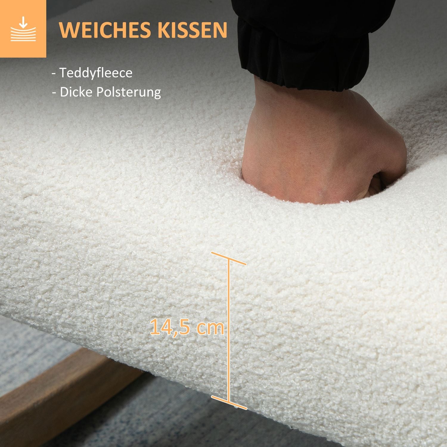 Cream White Rubberwood gungstol – vadderad komfort