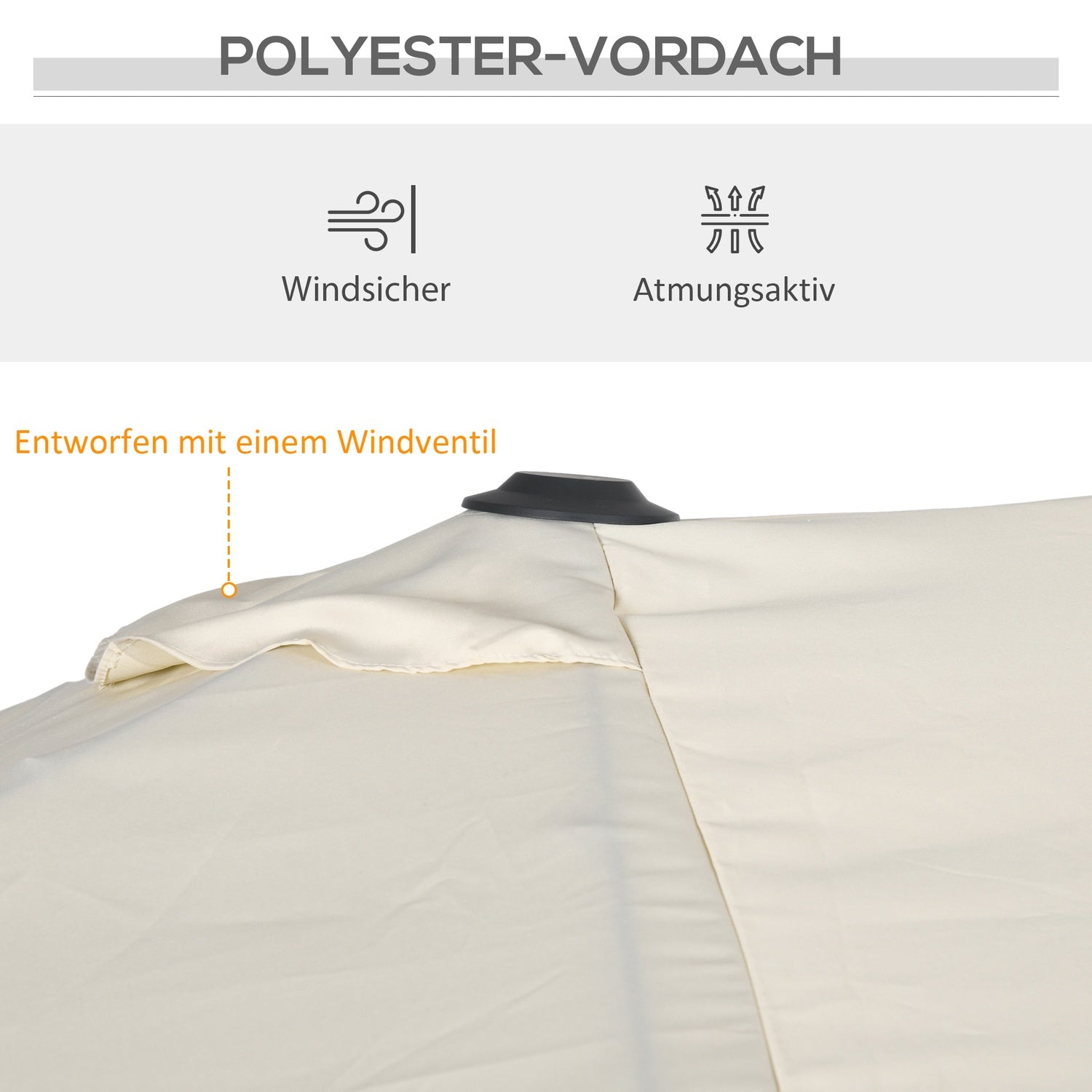 Cream utomhusdubbelparasoll – Justerbar lutning, 150x295cm