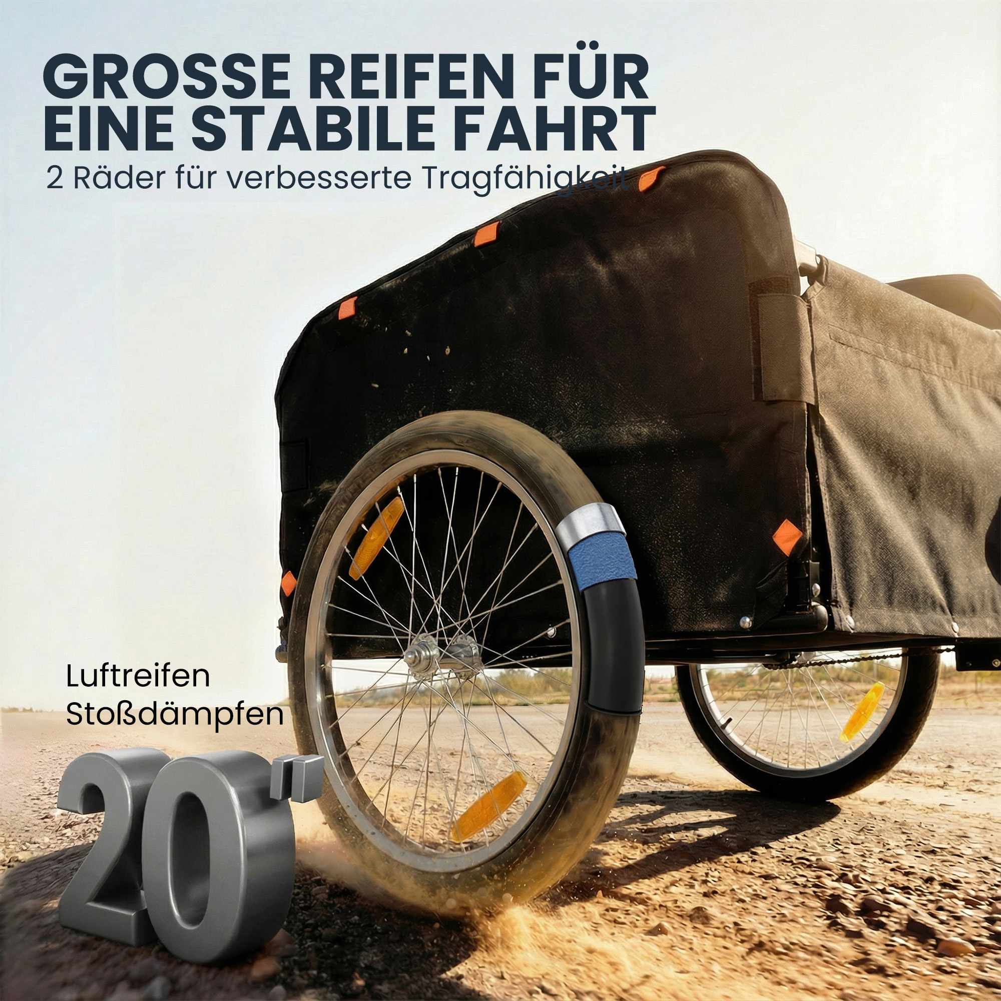 Cykelkärra med 170L lastlåda, passar 22"-28" hjul