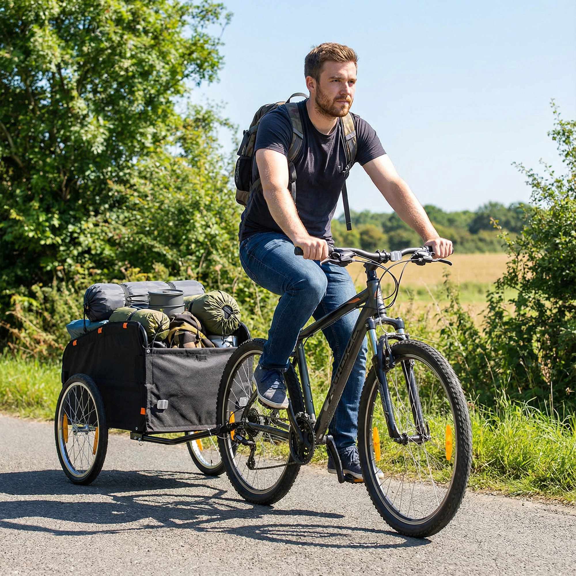 Cykelkärra med 170L lastlåda, passar 22"-28" hjul