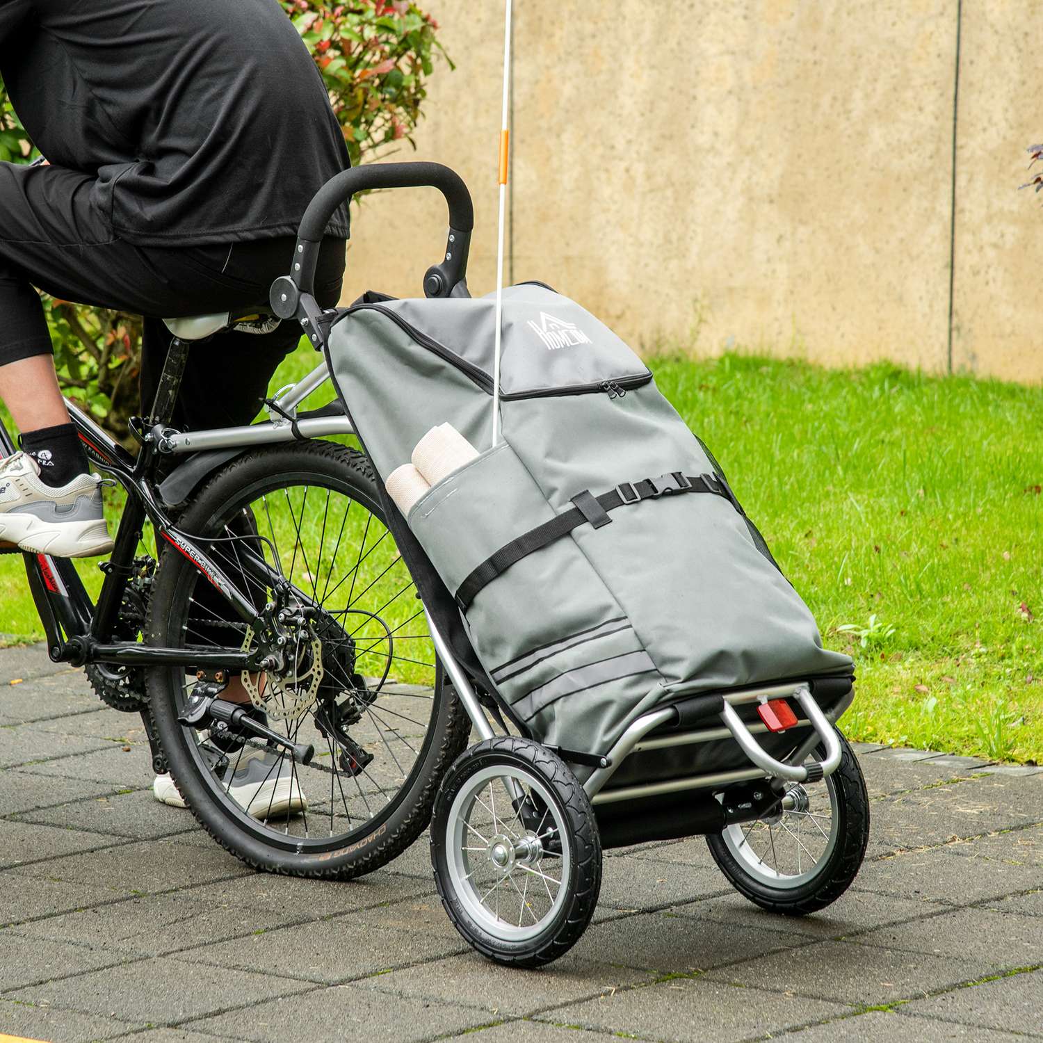 Cykellastvagn och kundvagn, 55L, aluminium, grå