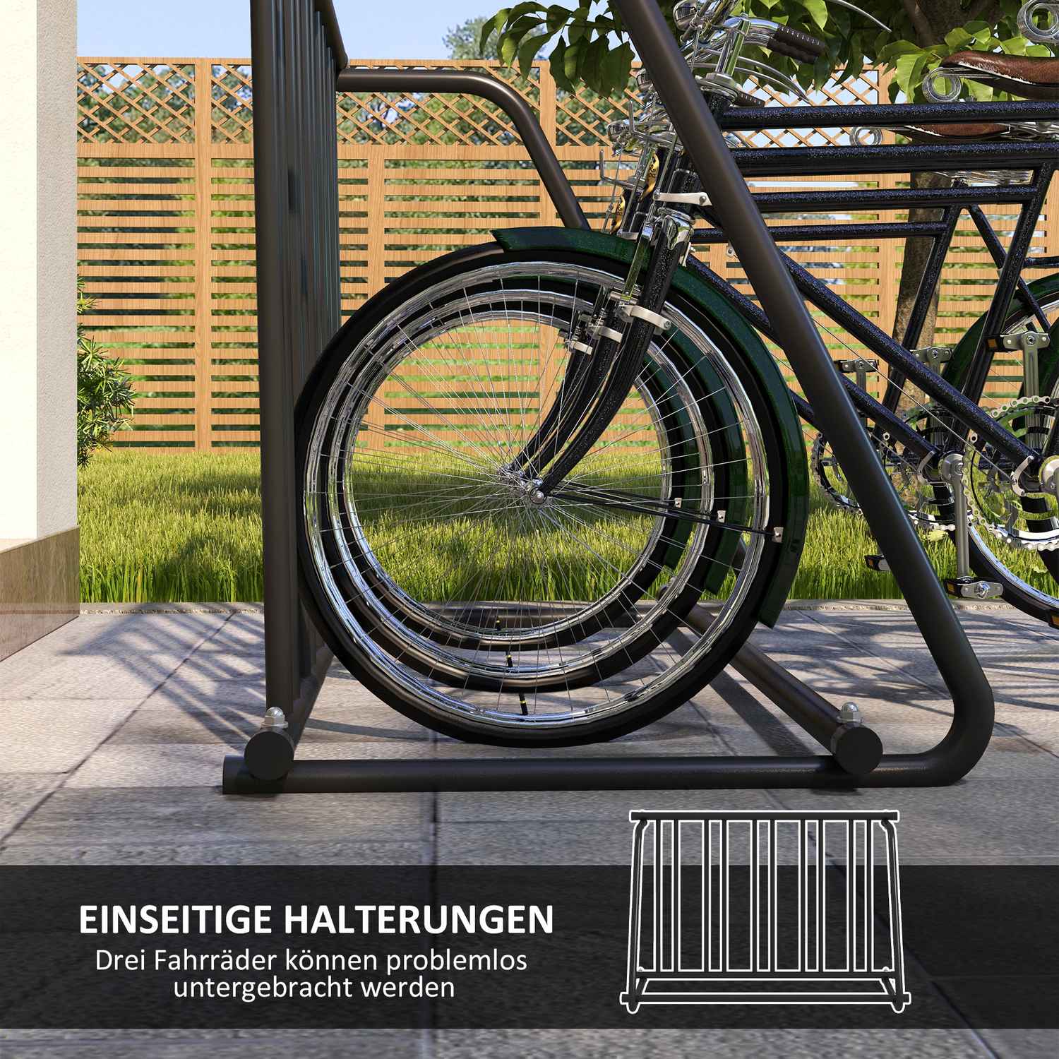 Cykelställ, väderbeständigt stål, rymmer upp till 3 cyklar