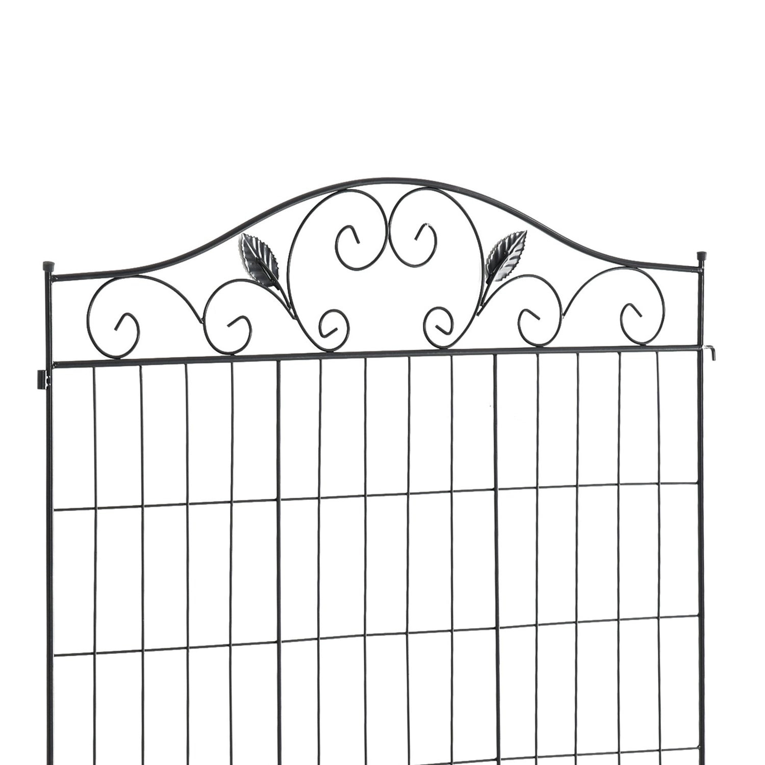 Dekorativní černý kovový zahradní plot, sada 4 panelů, 365x112 cm