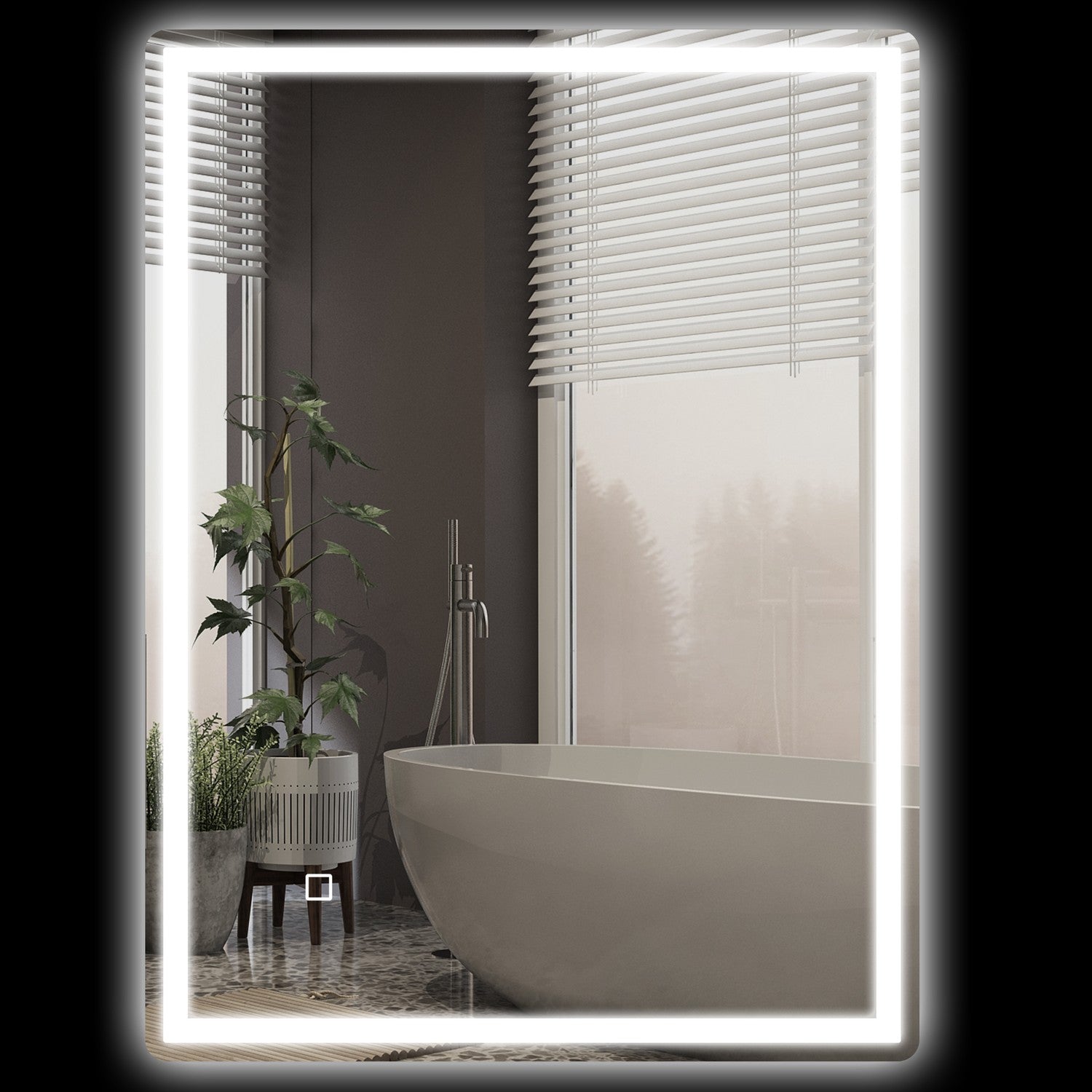 Dimbar 80x60cm badrumsspegel, imfri med minne