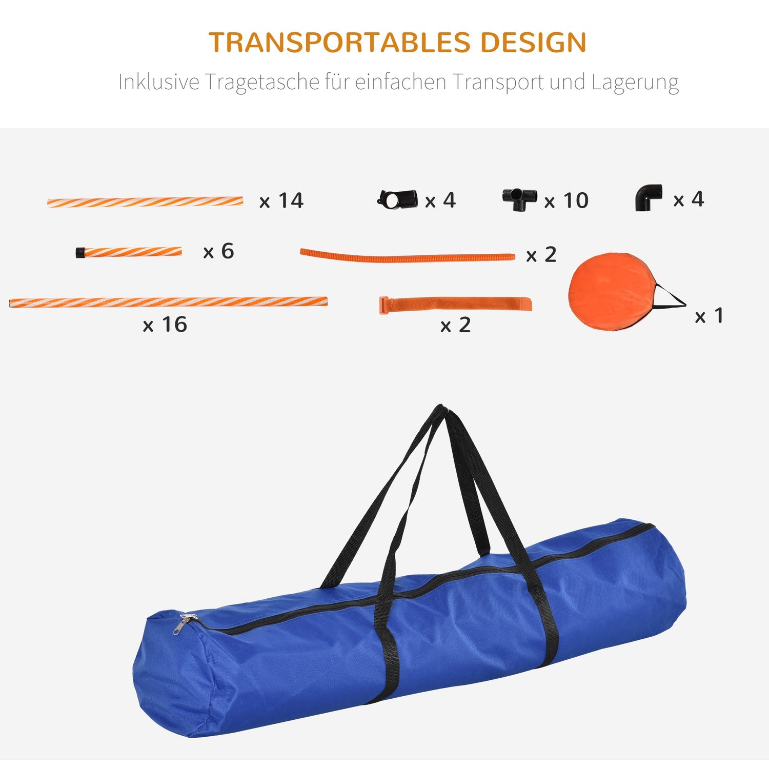 Dog Agility Training Set med Tunnel, Portable Orange/Vit