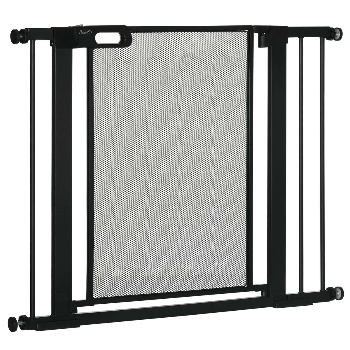 Branka pro psy, bez vrtání, s automatickým zavíráním, ocelová, 75-103 Cm, černá