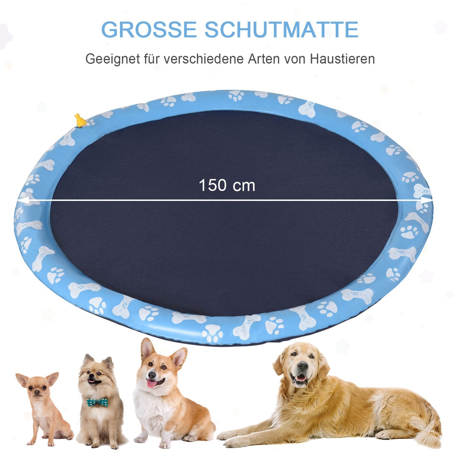 Dog Splash Sprinkler Pad – 150 cm, Anti-Slip PVC Mat