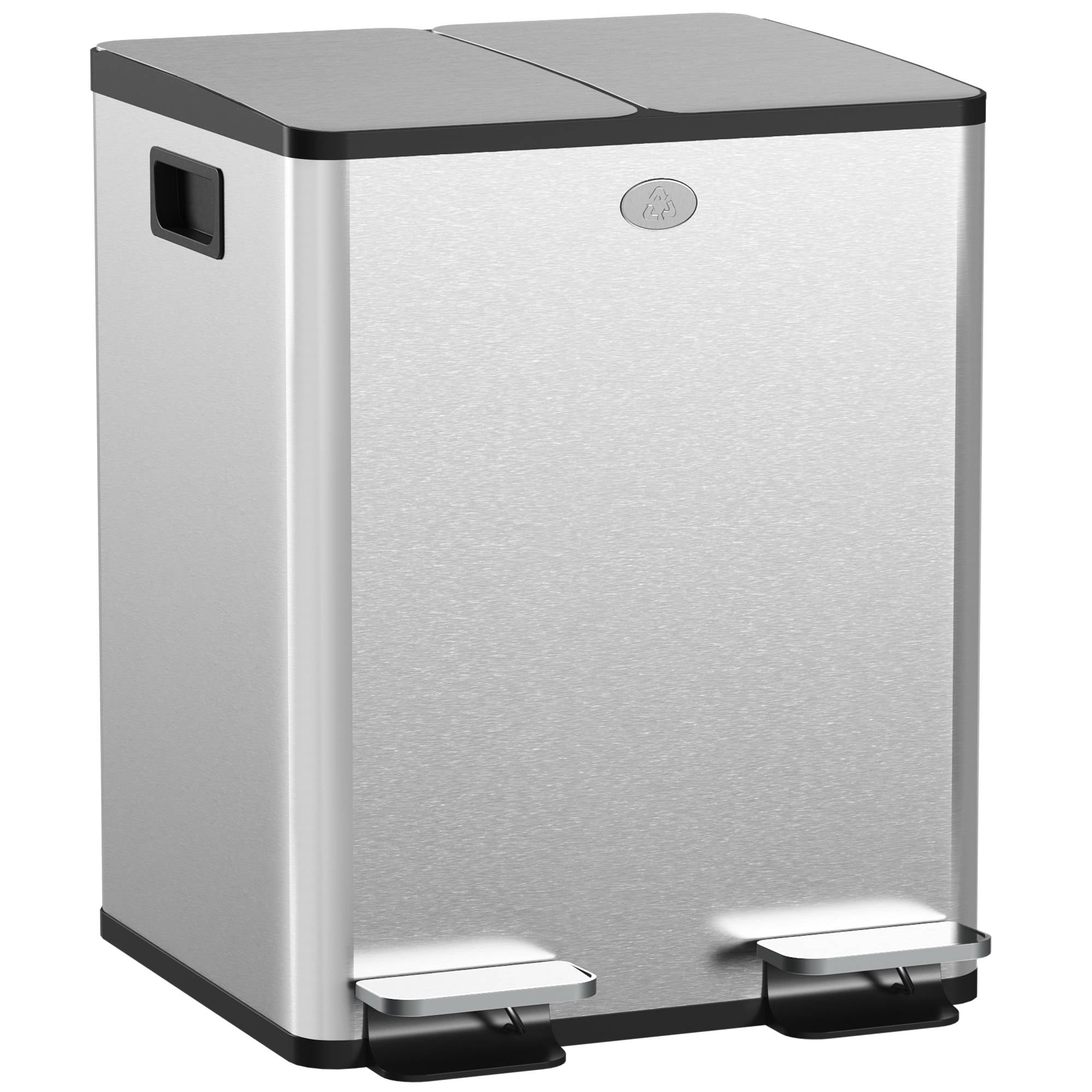 Dubbelfacks papperskorg i rostfritt stål, 2x20L