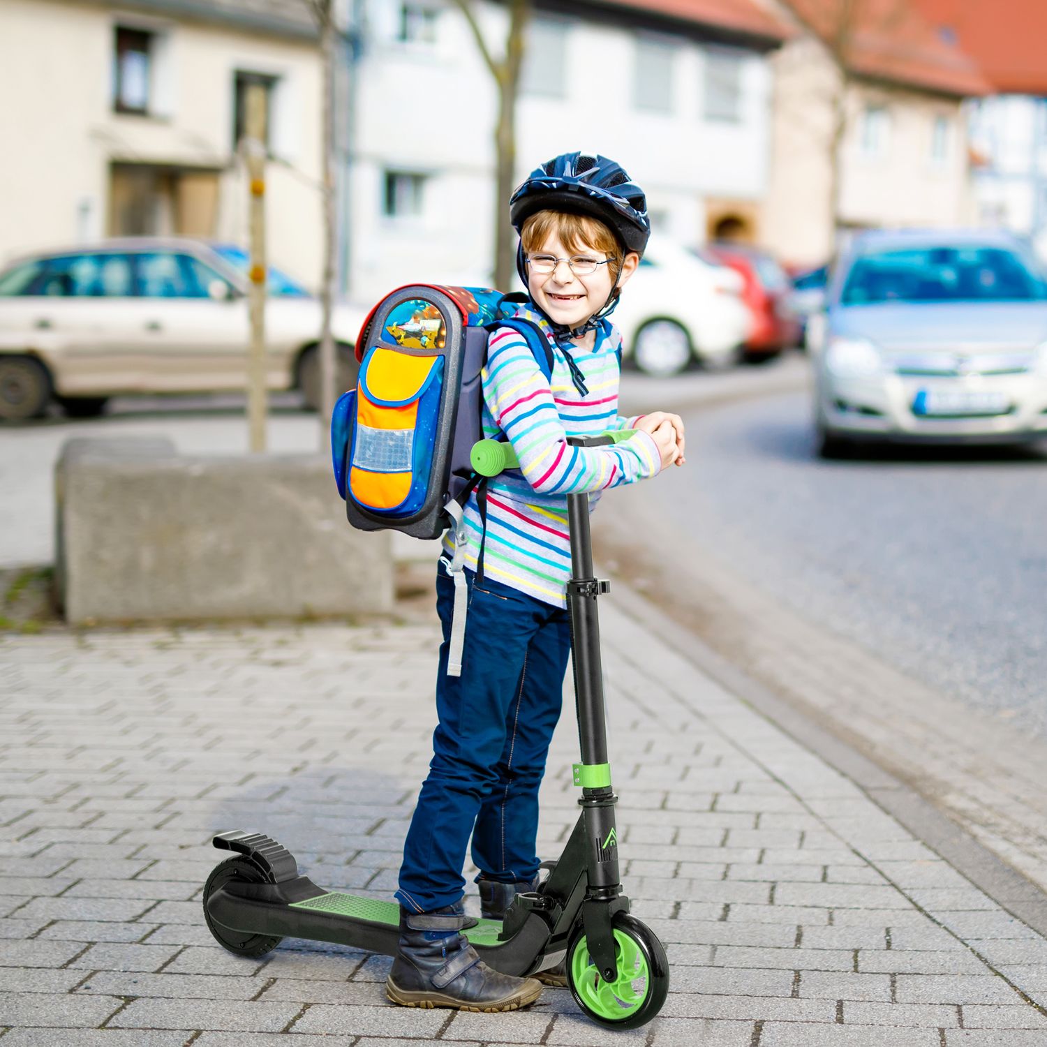E-Scooter Elskoter 120W Motor 6 km Räckvidd max. 8 km/h Elskoter från 6 år Grön+Vit