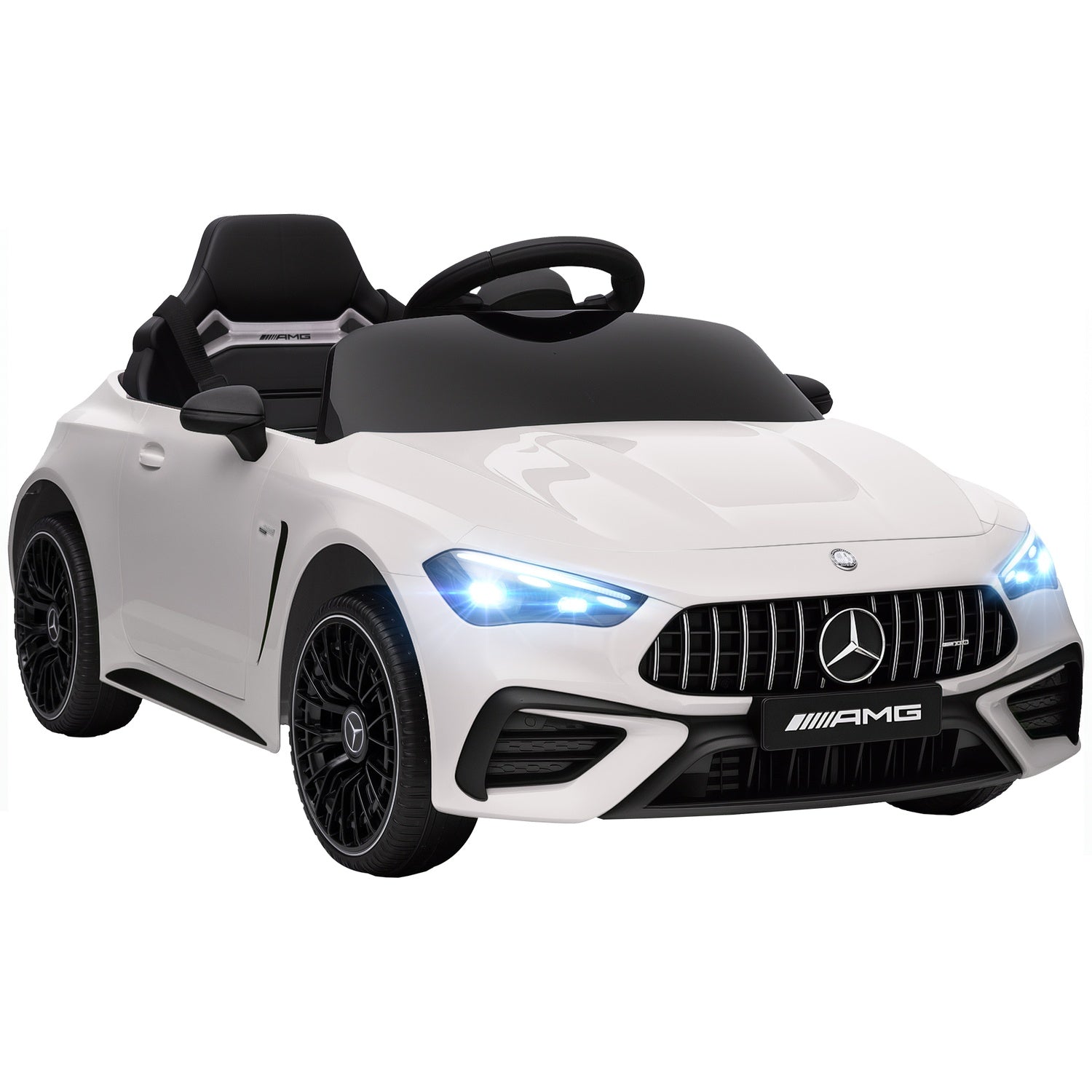 Elbil för barn, Mercedes Design, 12V, Fjärrkontroll, LED, Vit