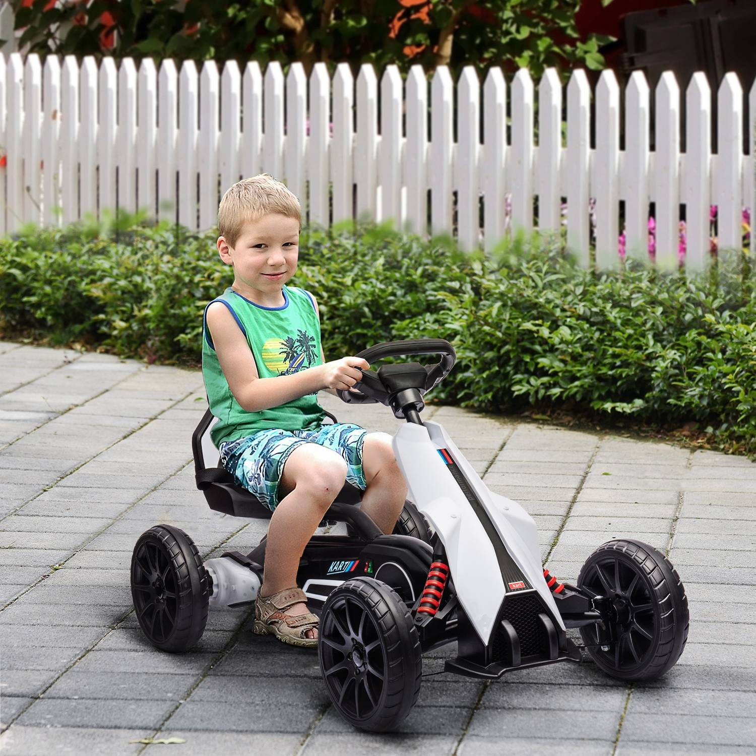 Elektrická motokára Drift Go-Kart pro děti, 12V, 3-8 let, bílá