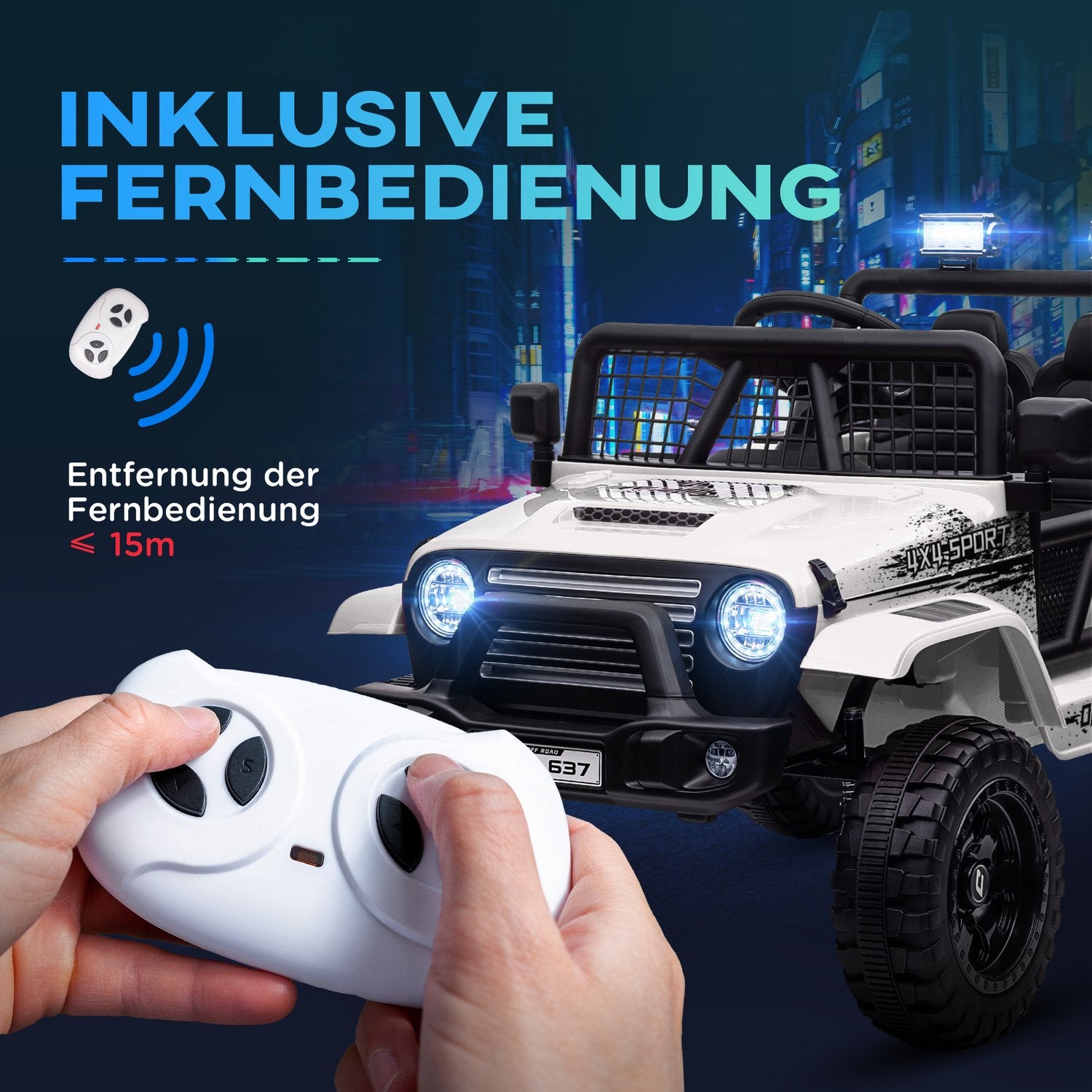 Elektrické dětské auto 12V – terénní, s hudbou a dálkovým ovládáním