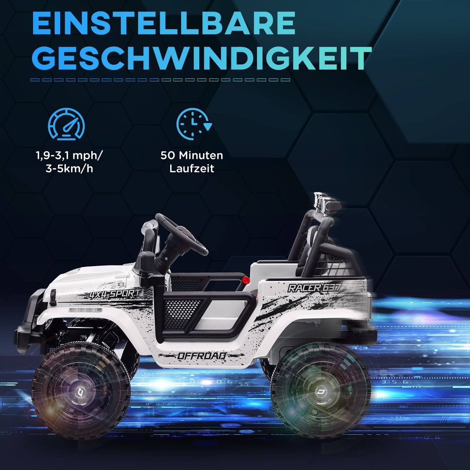 Elektrické dětské auto 12V – terénní, s hudbou a dálkovým ovládáním