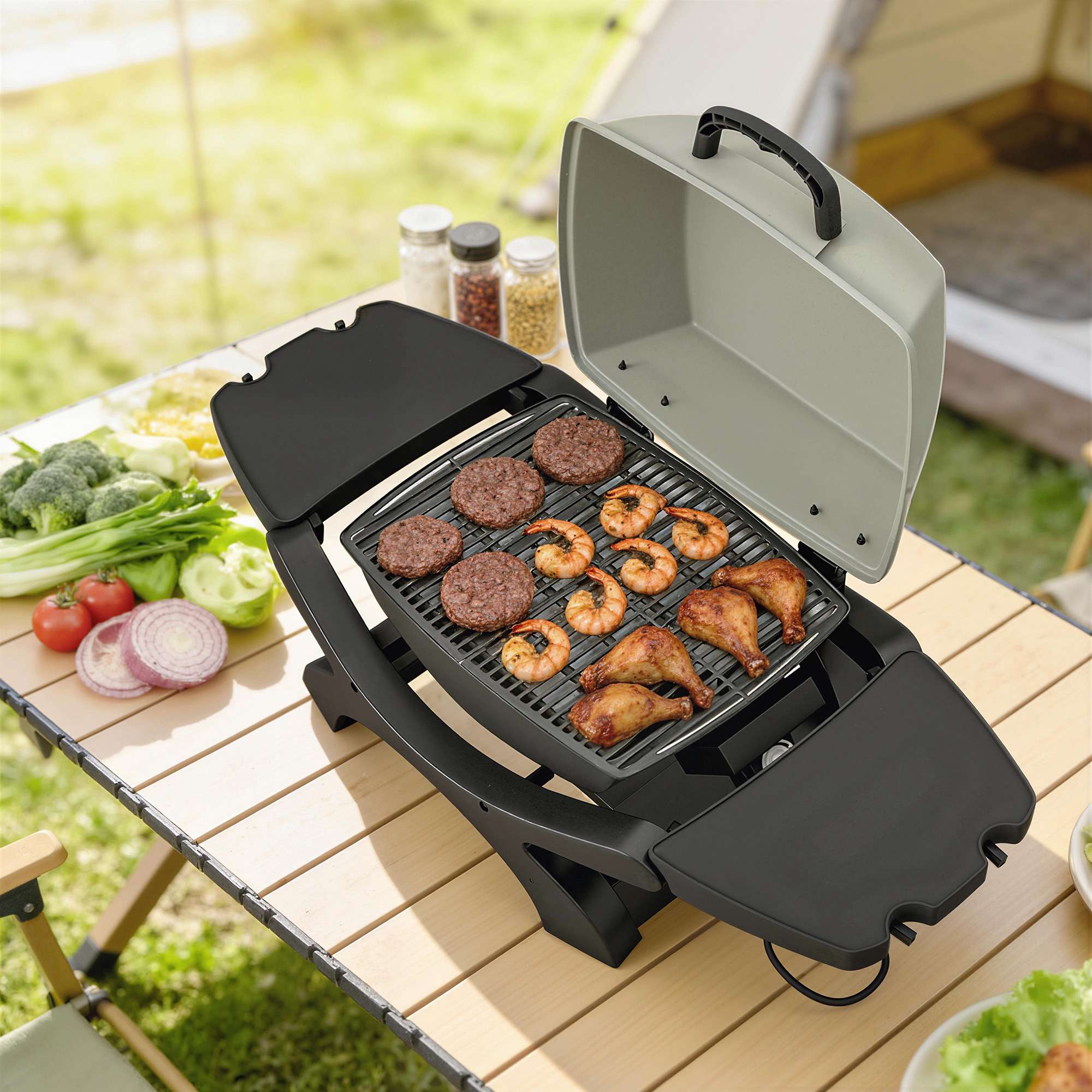 Elektrisk bordsgrill 2300W, Non-stick, Bärbar, 23x71 cm