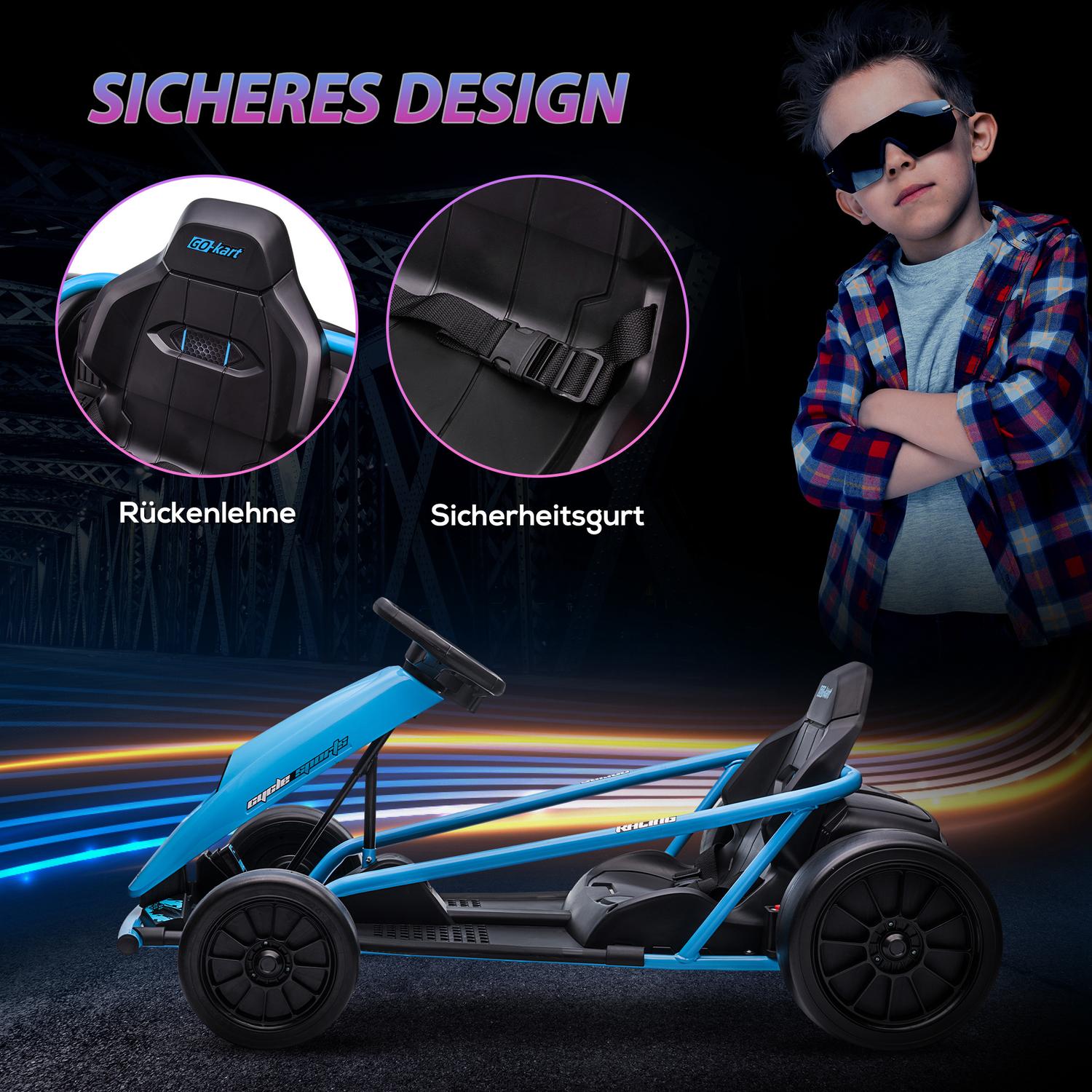 Elektrisk gokart för barn 24V med musik & säkerhetsbälte