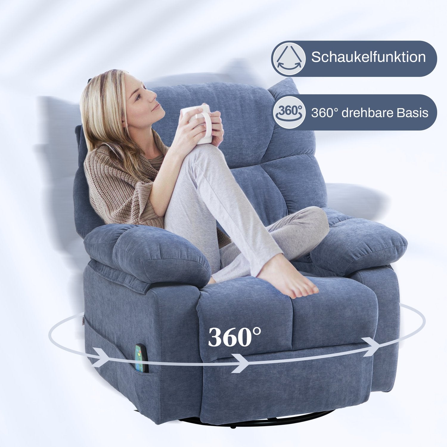 Elektrisk massagefåtölj med värme och vridbar