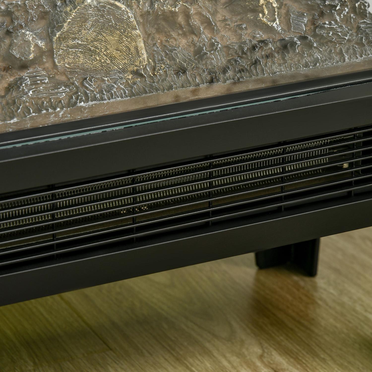 Elektrisk öppen spis med LED Flame, 1000/2000W, Svart