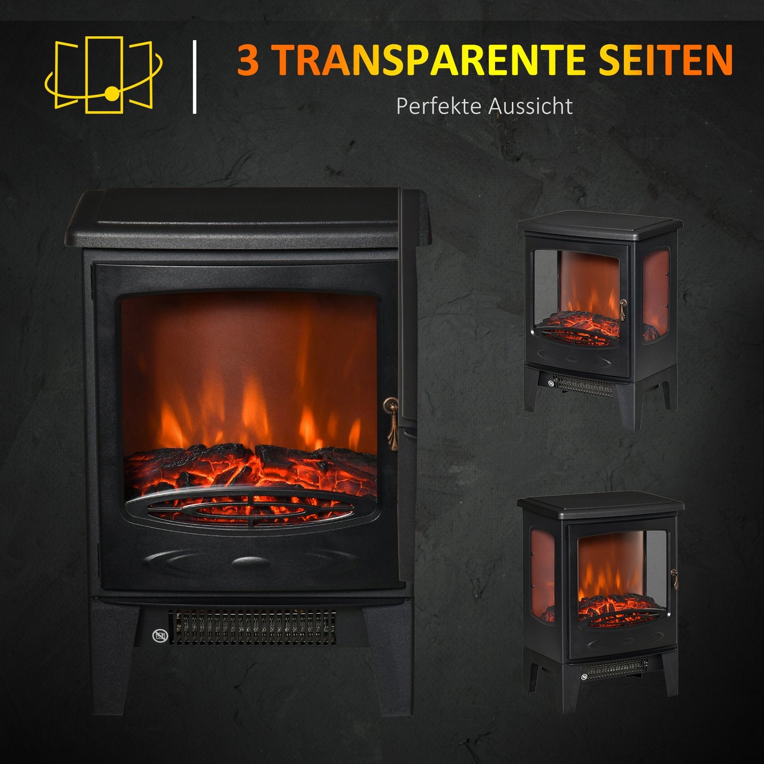 Elektrisk spisvärmare, 900W/1800W, 3-sidig vy