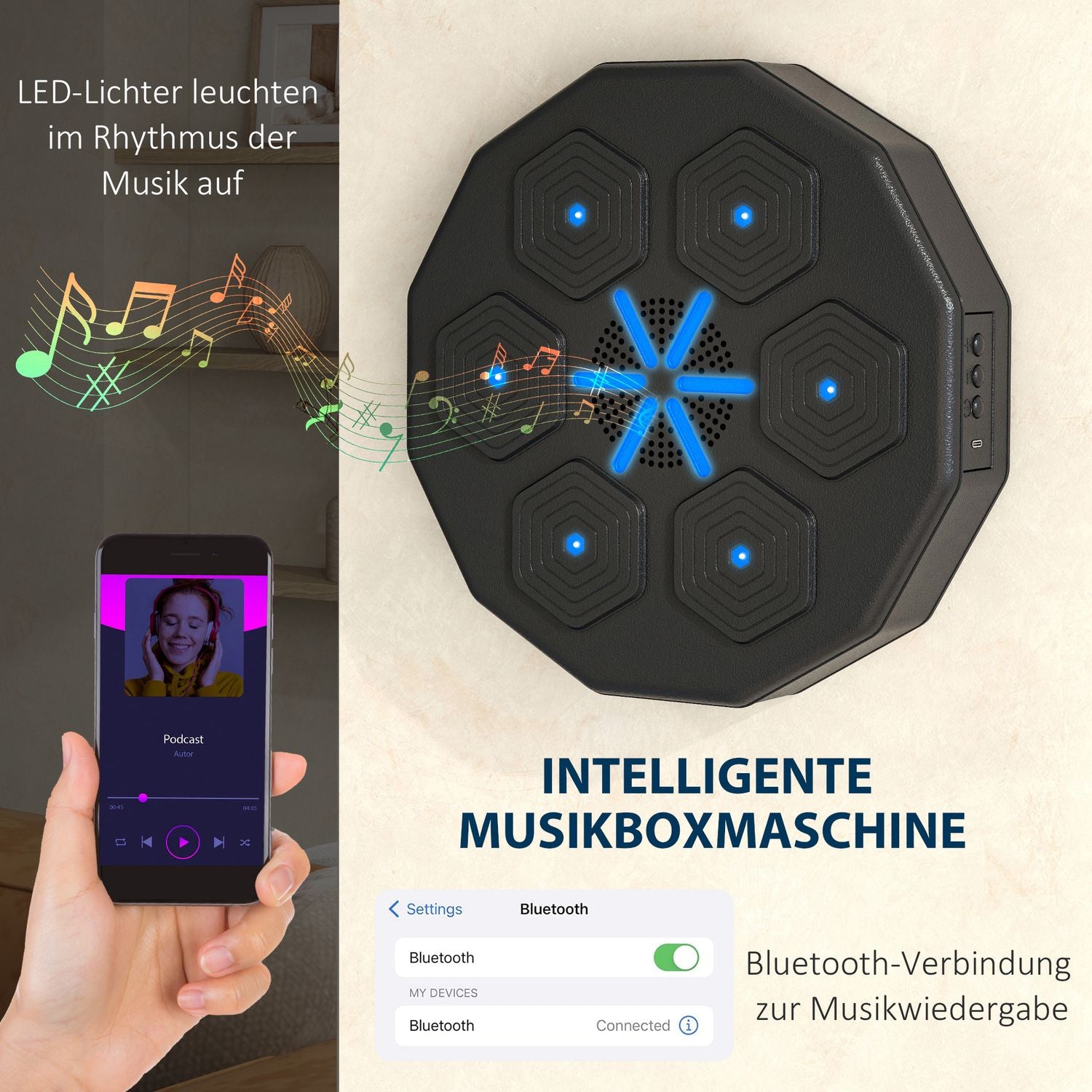 Elektronický LED boxovací terč s Bluetooth – nástěnný, pro domácí použití