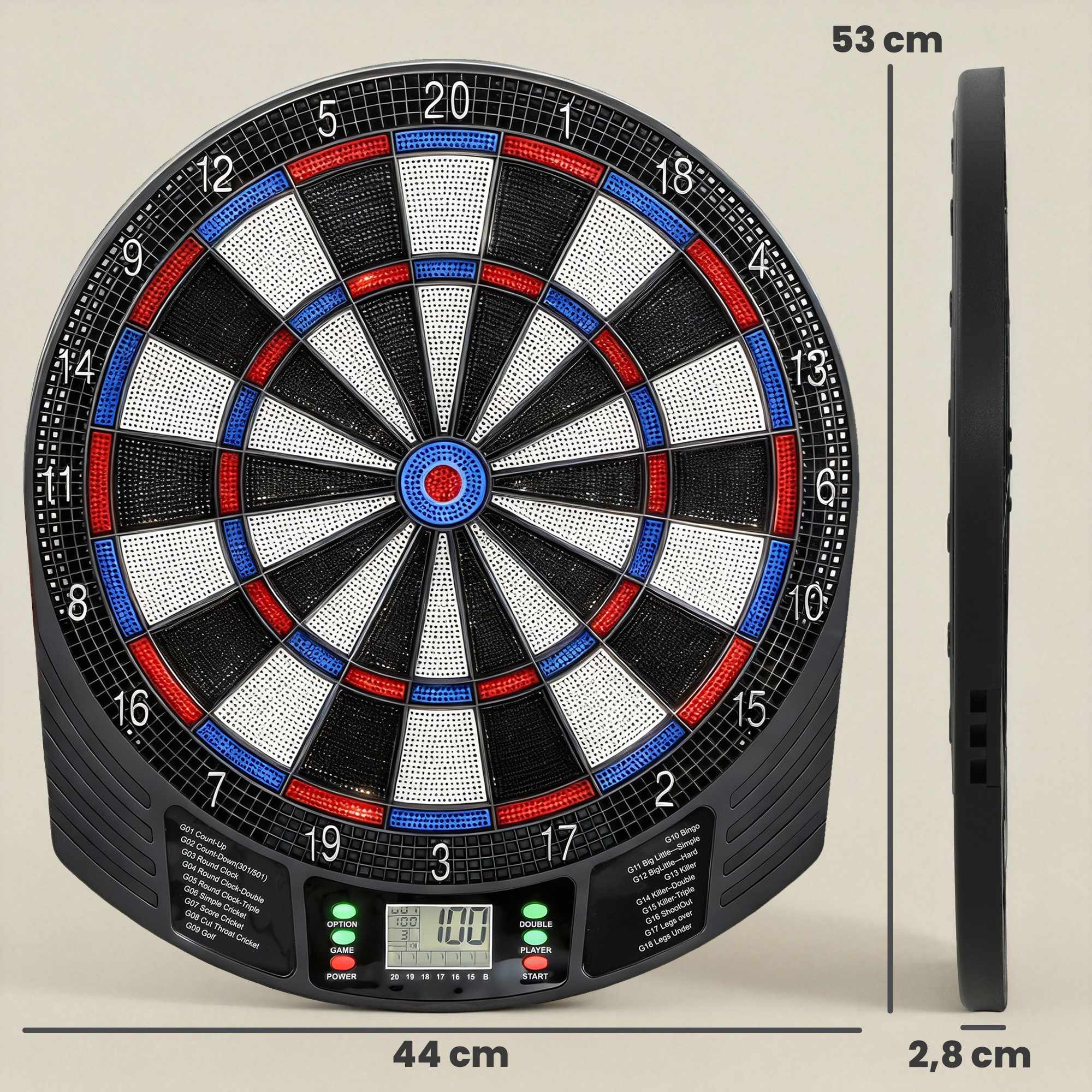 Elektronisk darttavla, 1–8 spelare, LCD-skärm, 6 dartset