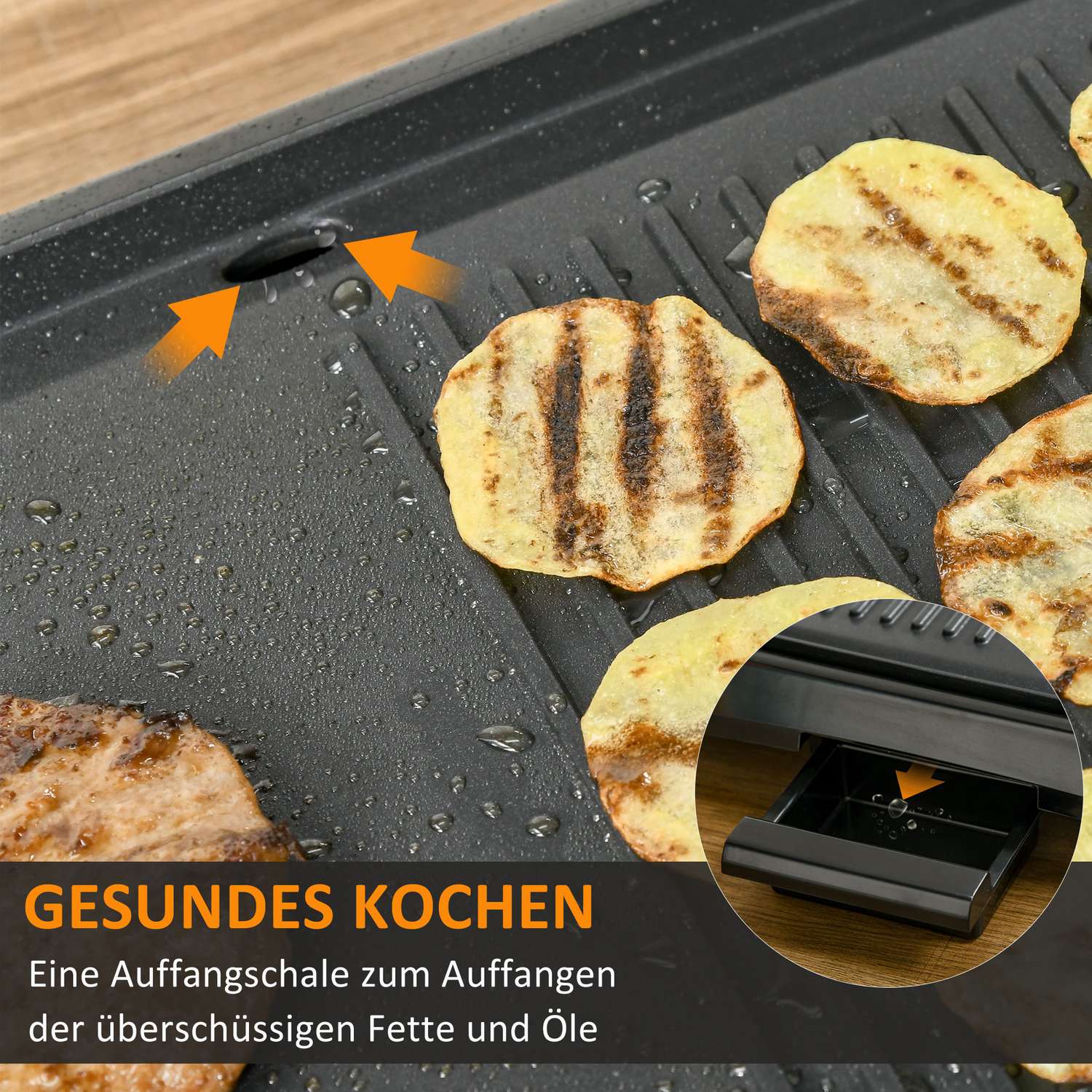 Elgrill, non-stick tallrik, justerbar termostat, 1600W