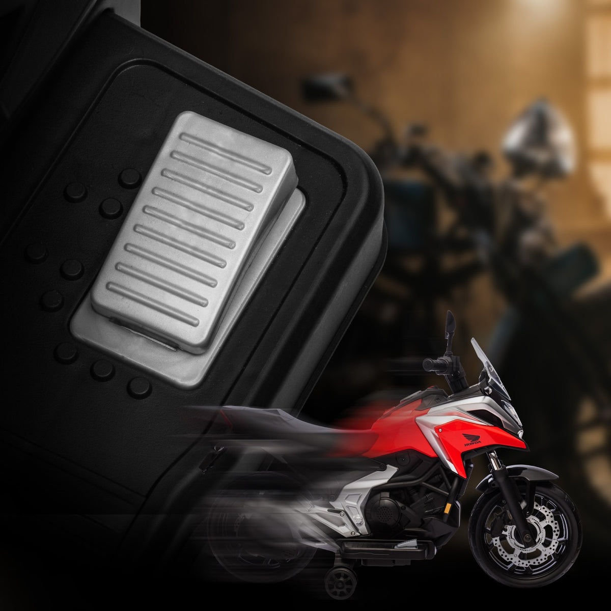 Elektrická motorka pro děti, 12 V s MP3, USB a LED světly, červená