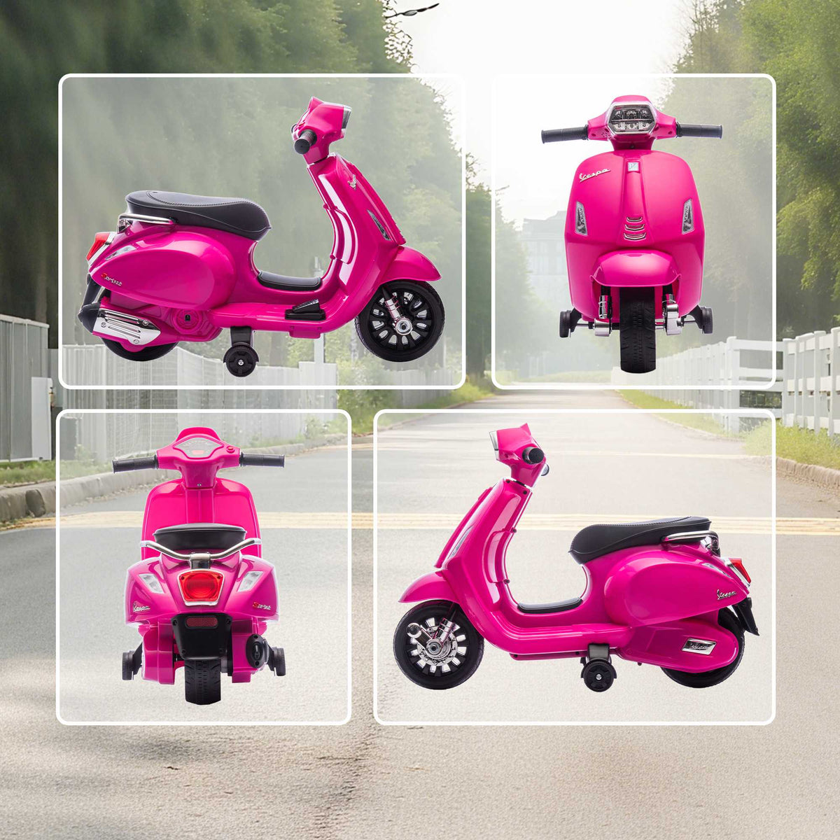 Elektrický motocykl pro děti s pomocnými kolečky, rychlost 2,5 km/h