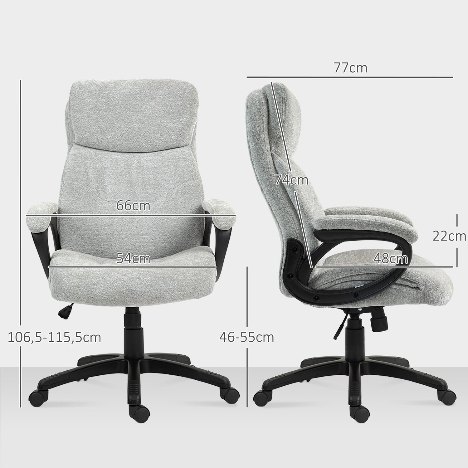 Ergonomická houpací kancelářská židle, výškově nastavitelná, světle šedá
