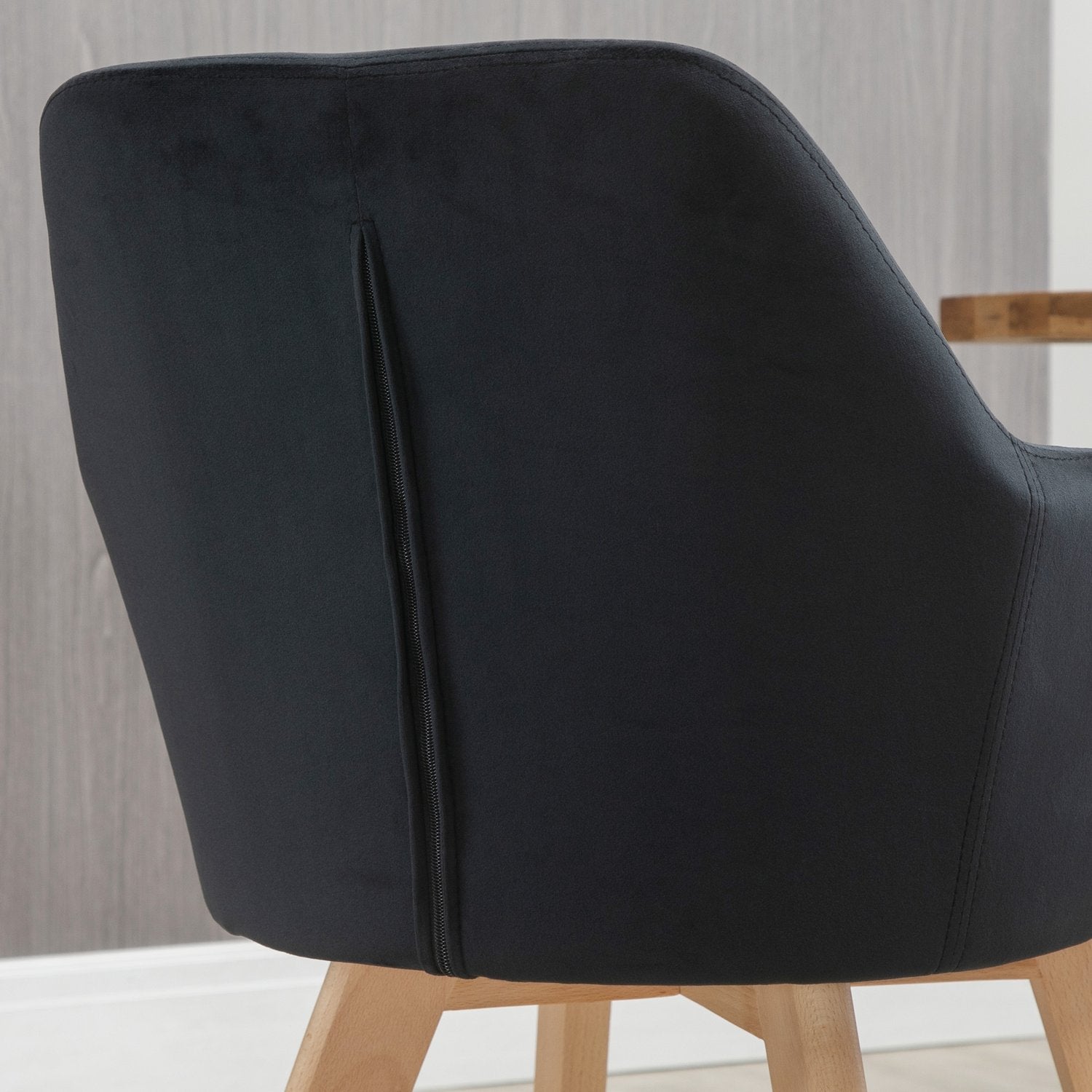 Ergonomiska svarta köksstolar Set om 2, trä & polyester